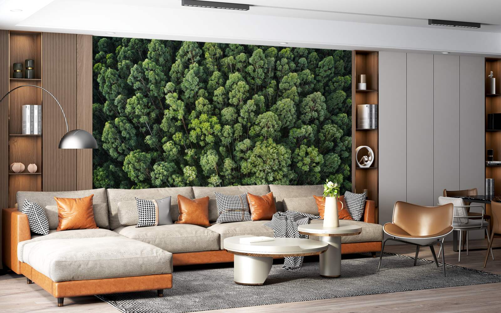 Fototapeta drzewa leśne z zielonymi koronami