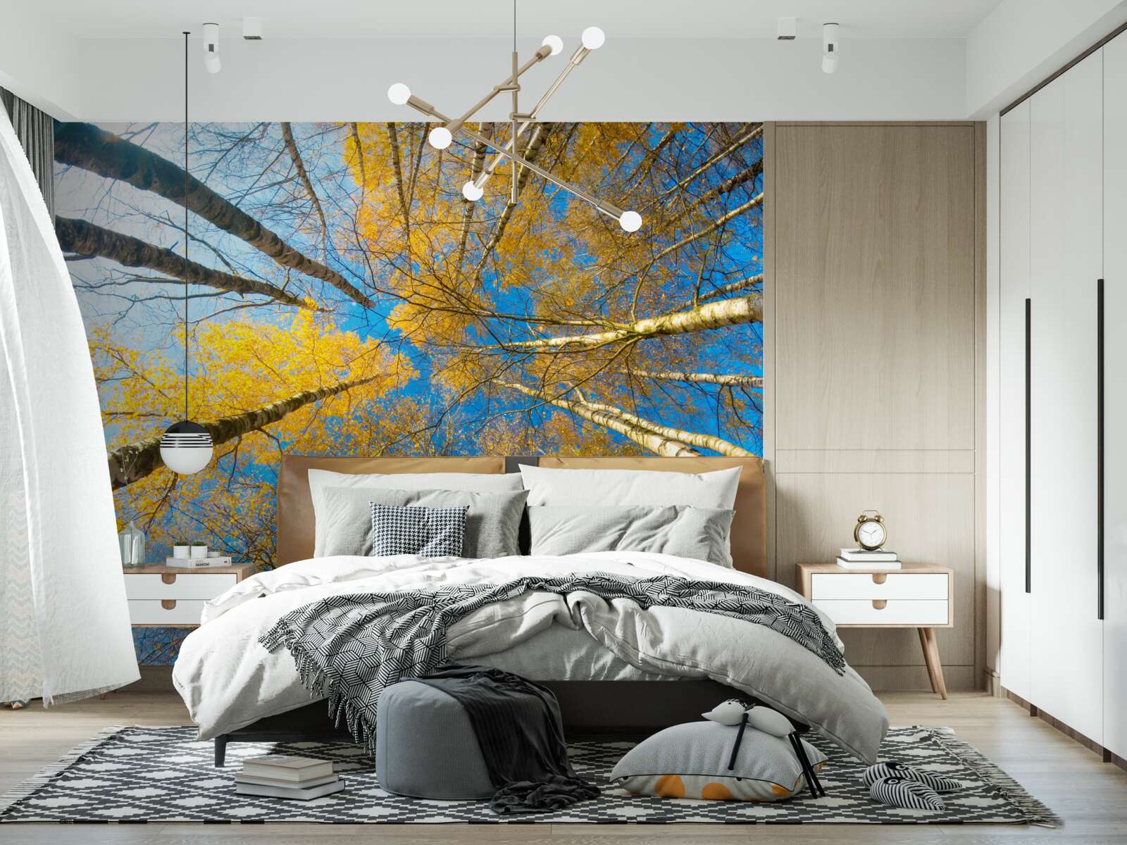 Fototapeta wierzchołki wysokich drzew pomalowane są na żółto