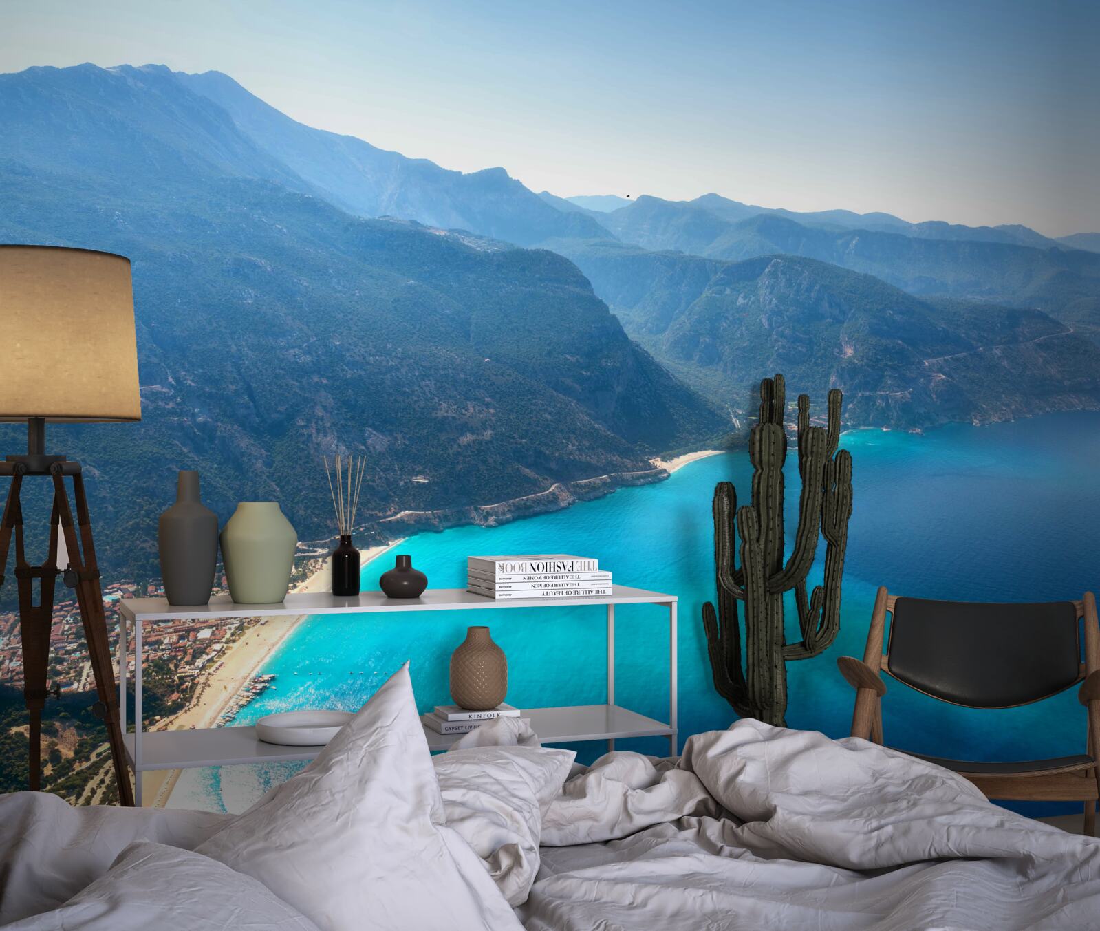 Fototapeta linia brzegowa ośrodka narciarskiego jest niebieska