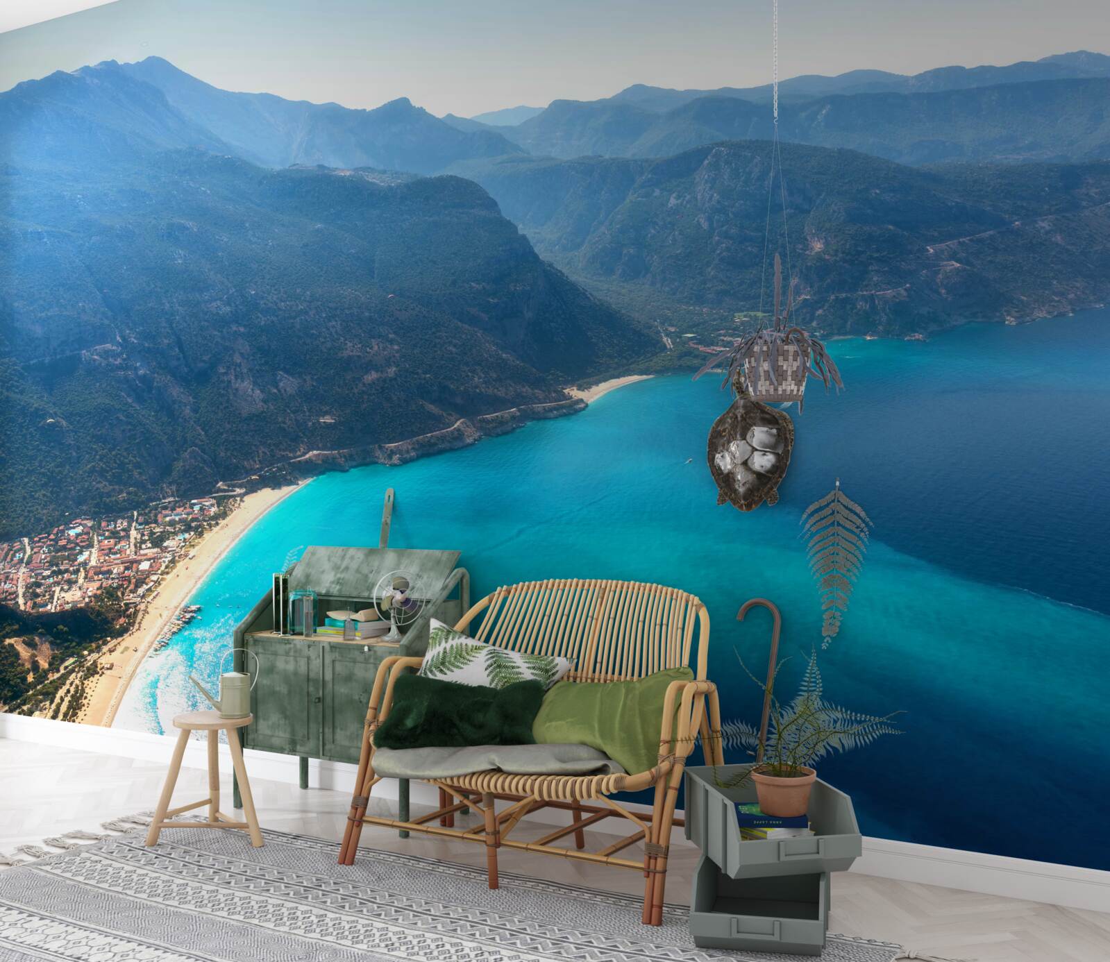 Fototapeta linia brzegowa ośrodka narciarskiego jest niebieska