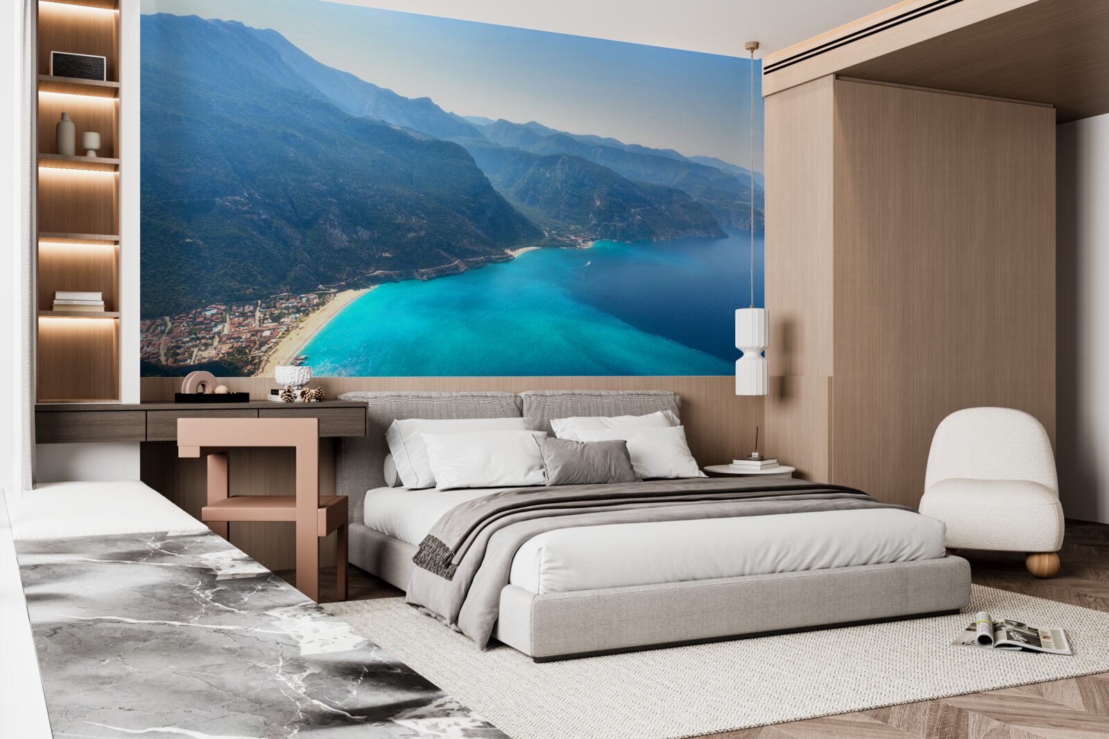 Fototapeta linia brzegowa ośrodka narciarskiego jest niebieska