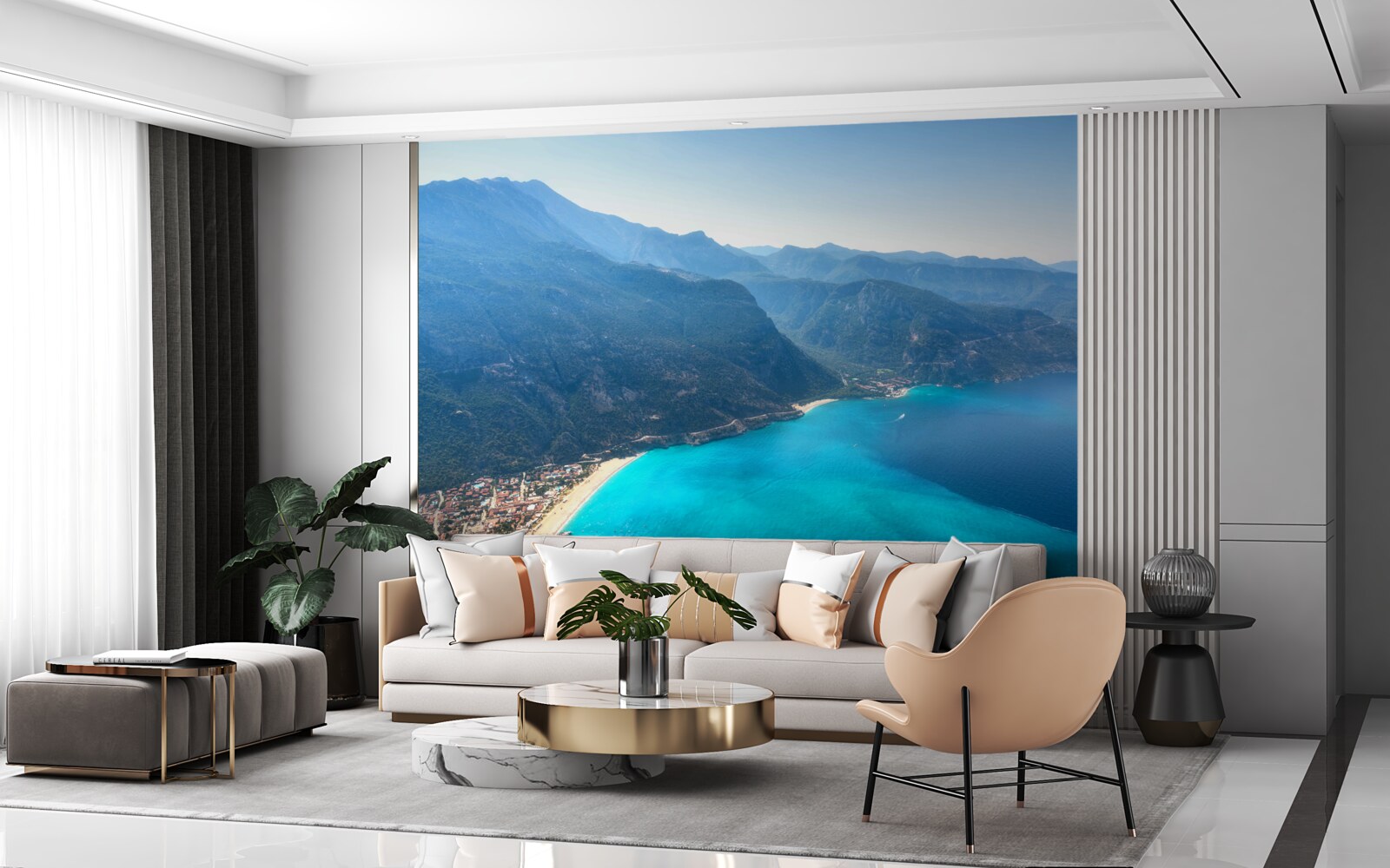 Fototapeta linia brzegowa ośrodka narciarskiego jest niebieska