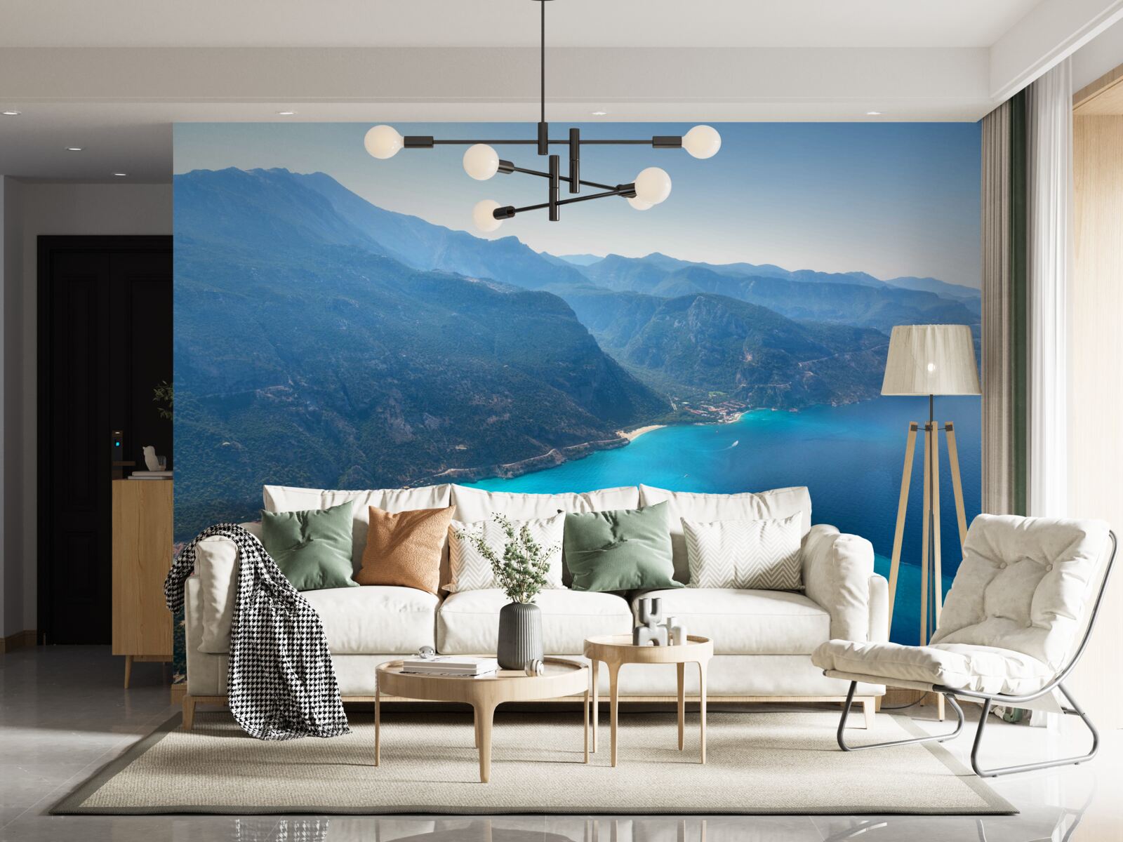 Fototapeta linia brzegowa ośrodka narciarskiego jest niebieska