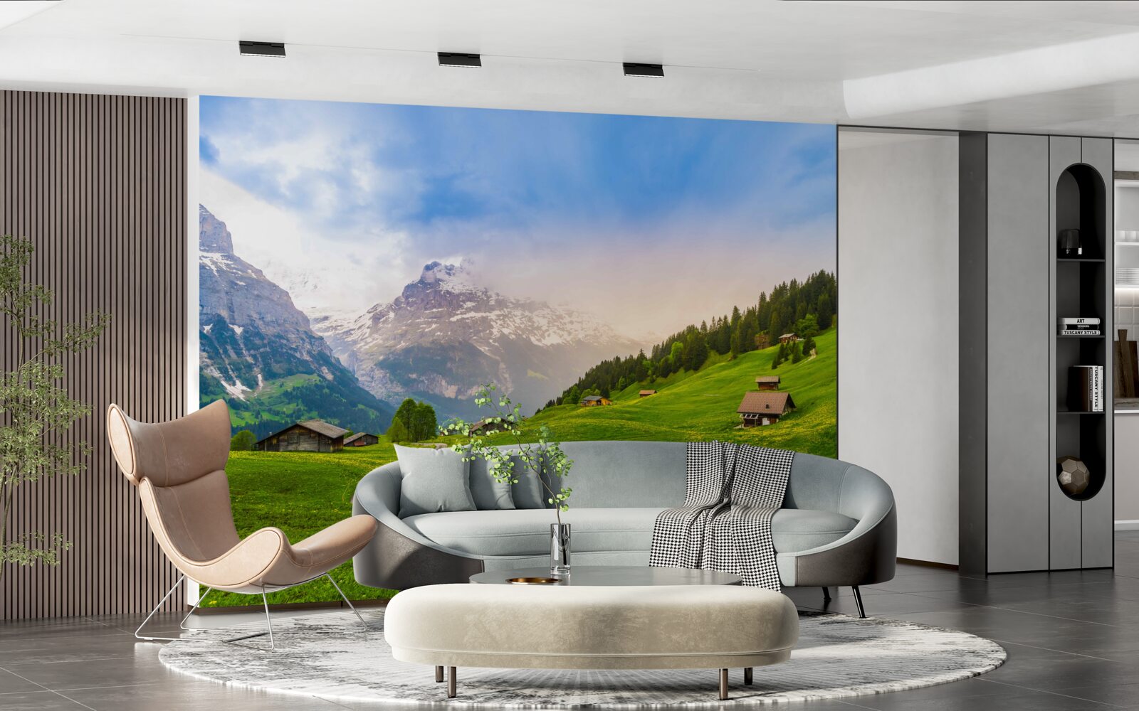 Fototapeta Ścieżka przez zielone lodowce w kierunku gór