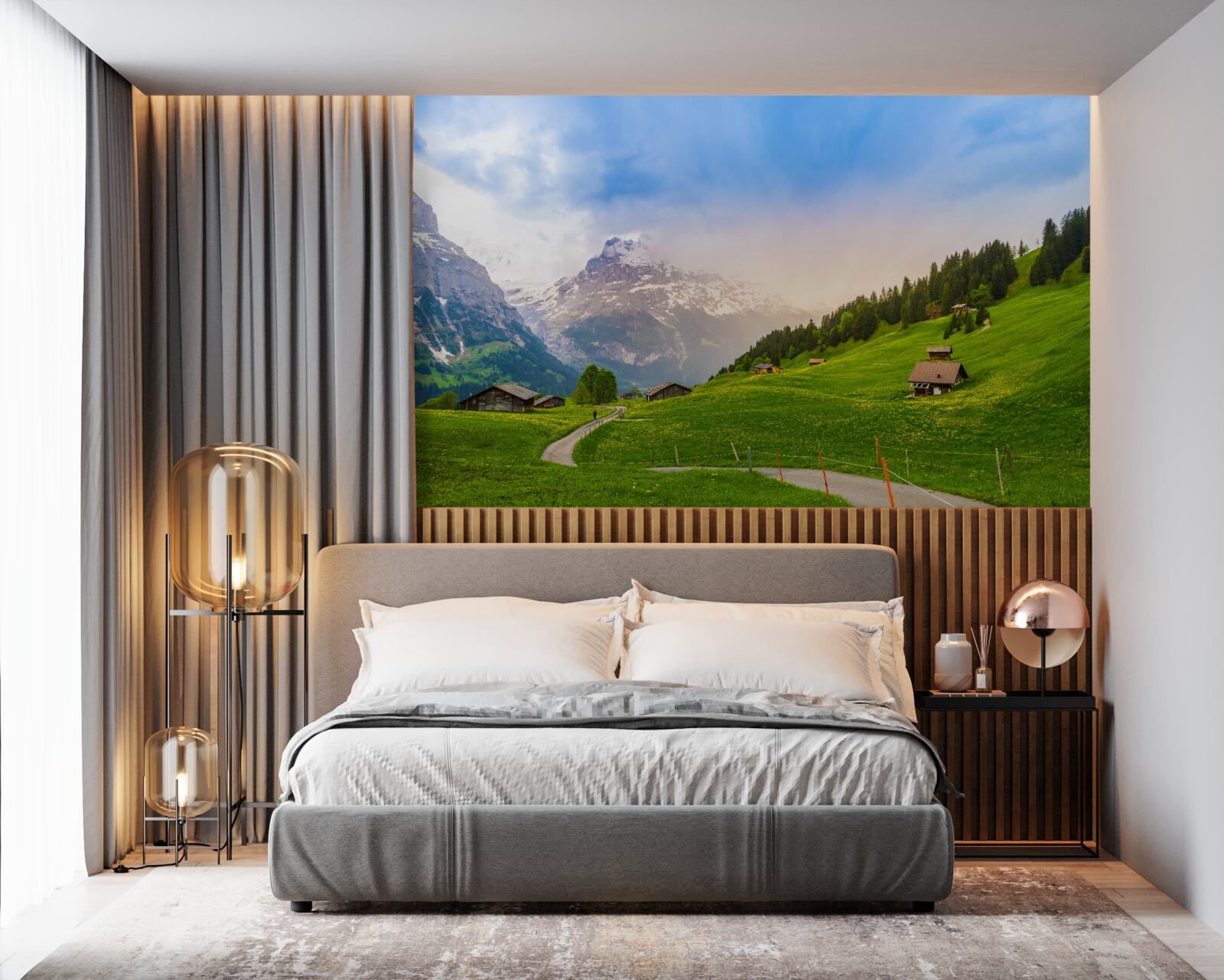 Fototapeta Ścieżka przez zielone lodowce w kierunku gór