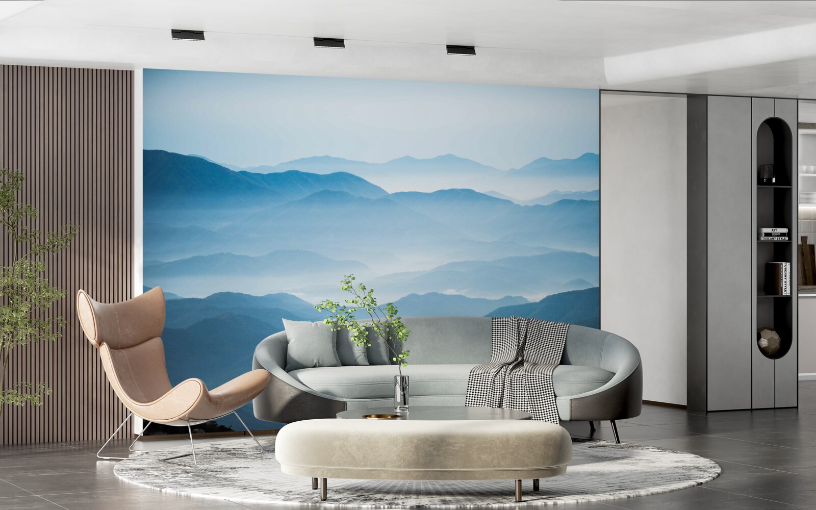 Fototapeta poranna mgła spowijająca szczyty gór