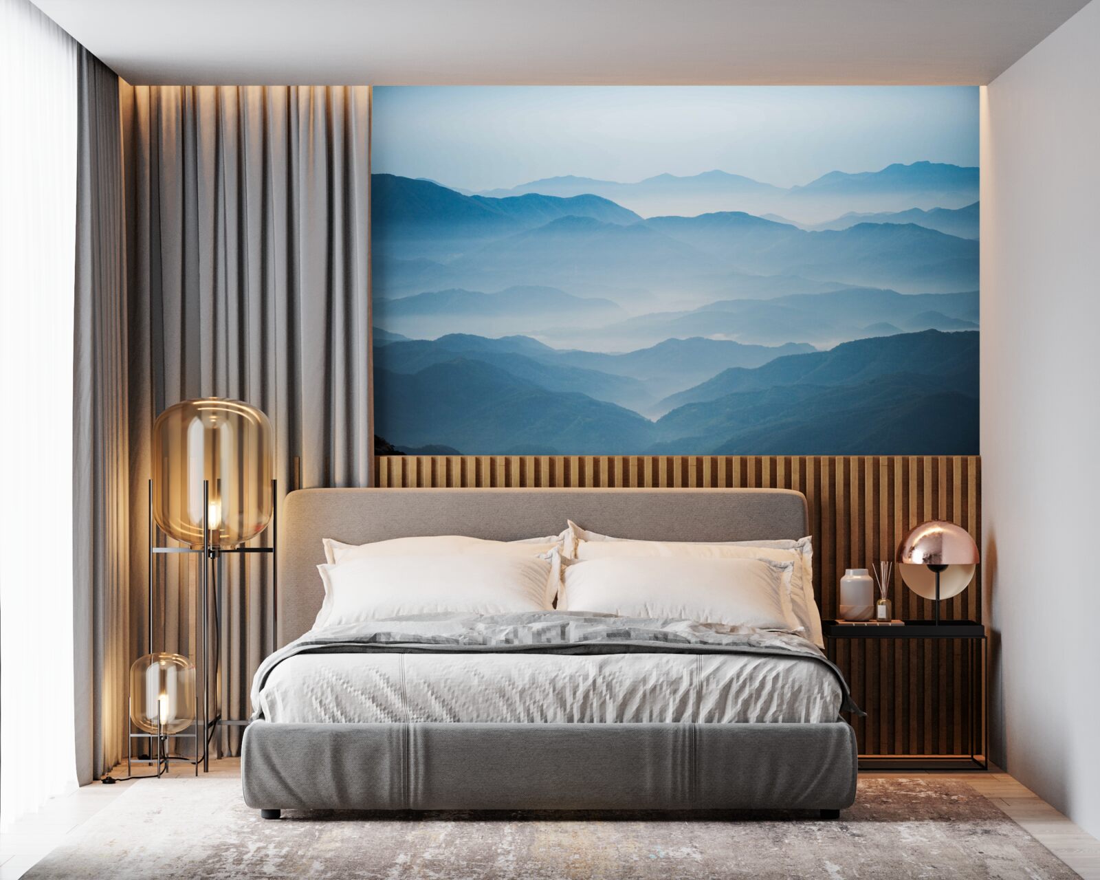 Fototapeta poranna mgła spowijająca szczyty gór