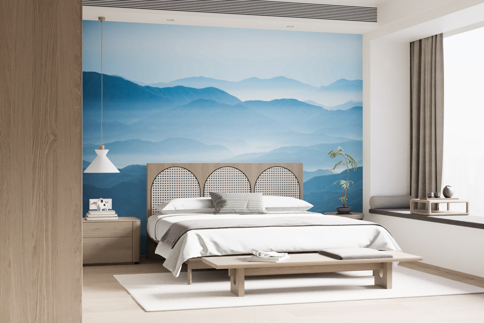 Fototapeta poranna mgła spowijająca szczyty gór