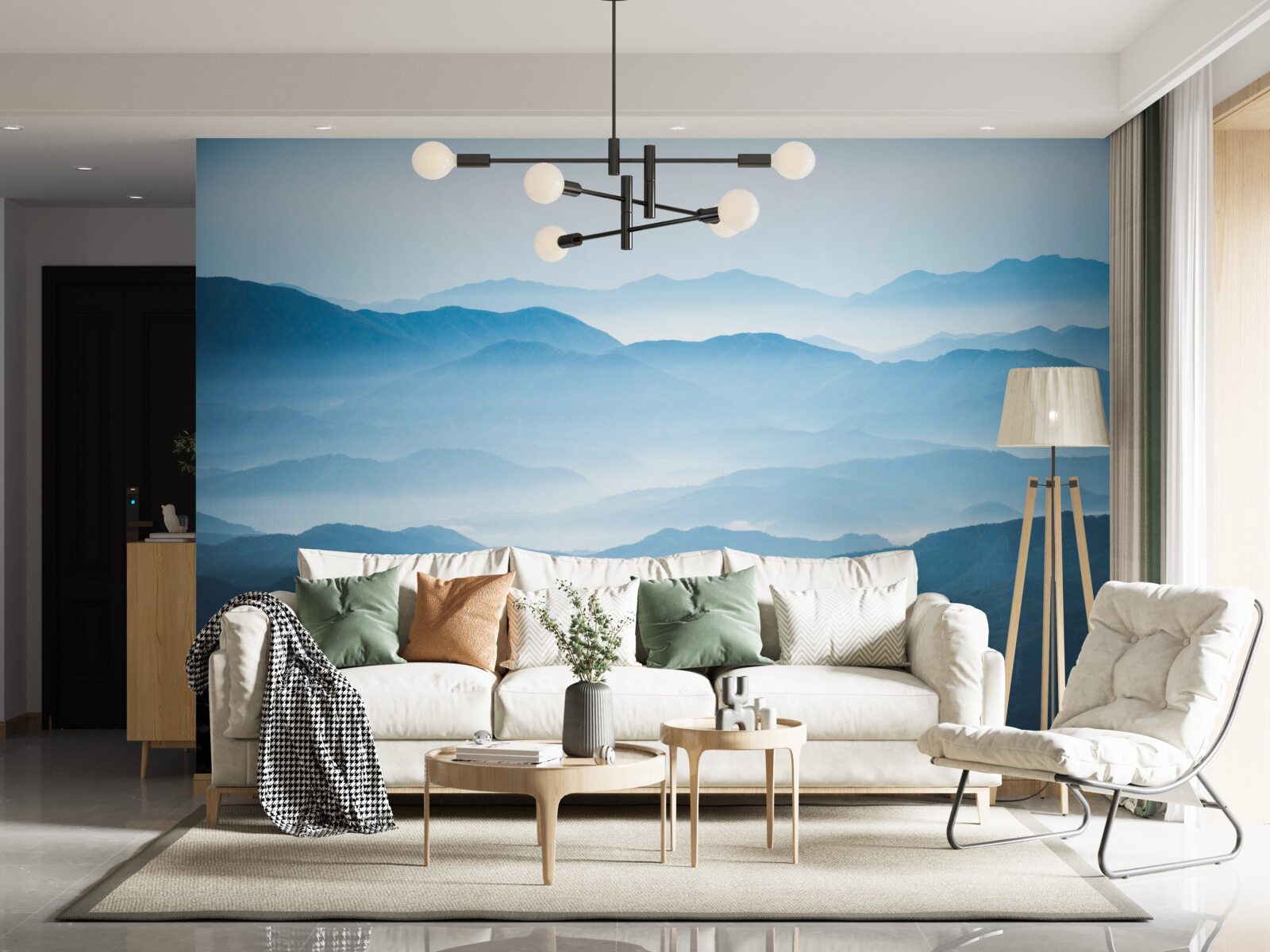 Fototapeta poranna mgła spowijająca szczyty gór