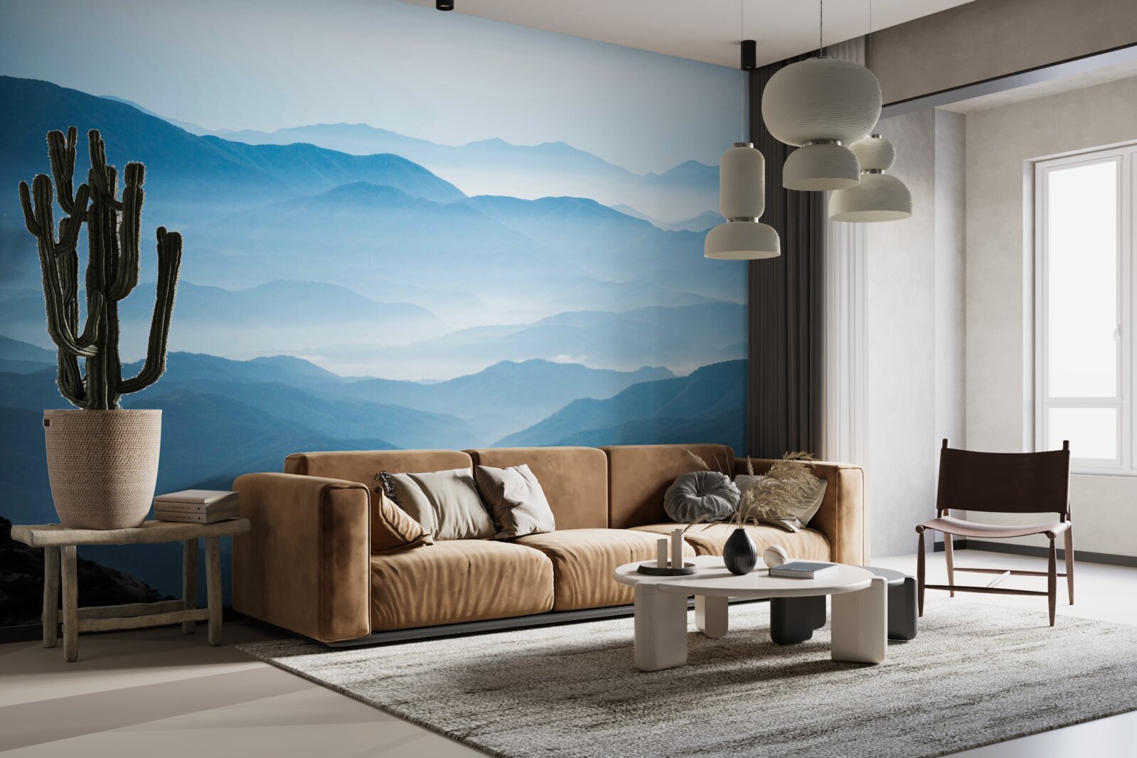 Fototapeta poranna mgła spowijająca szczyty gór