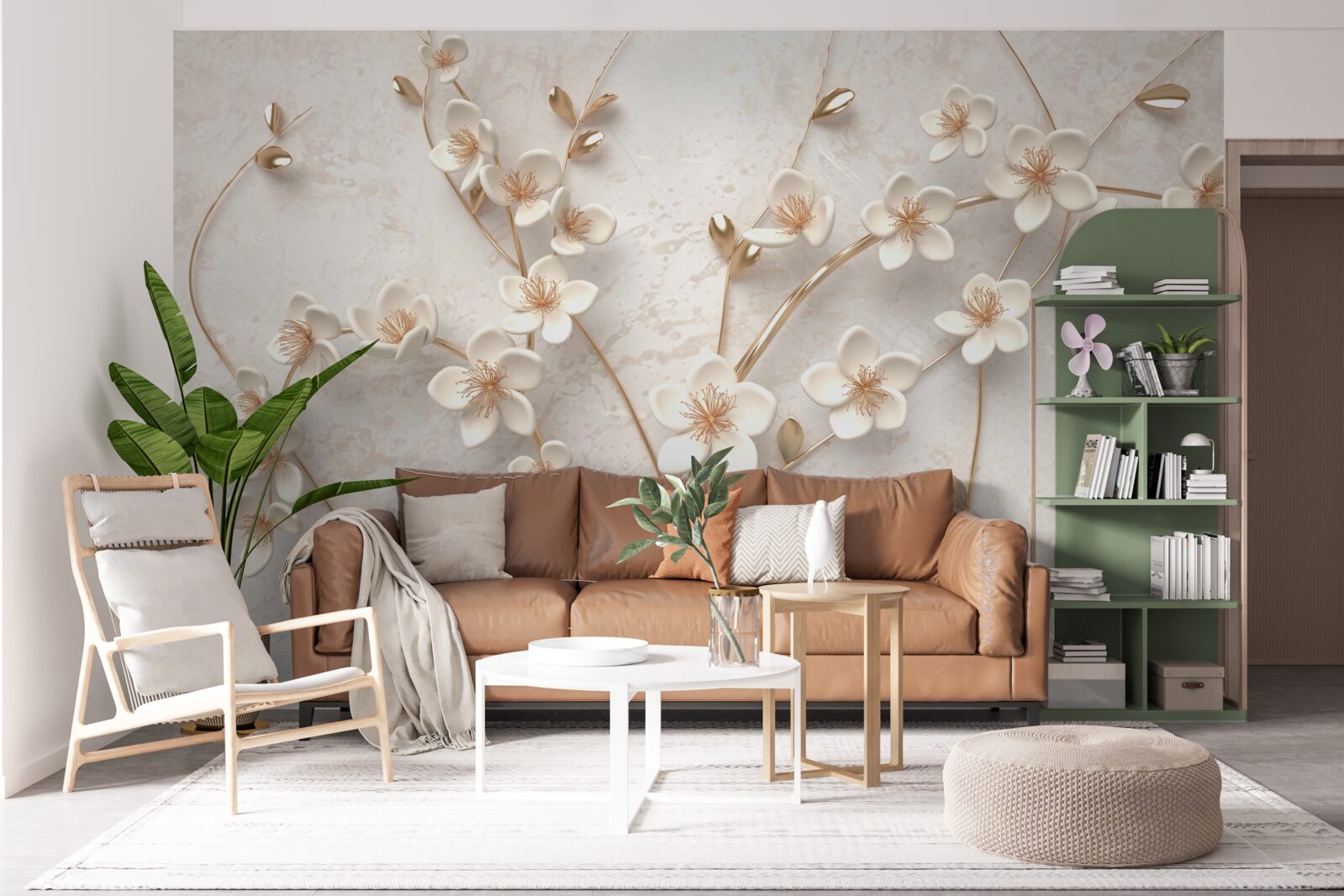 Fototapeta kilka gałęzi z białymi kwiatami magnolii