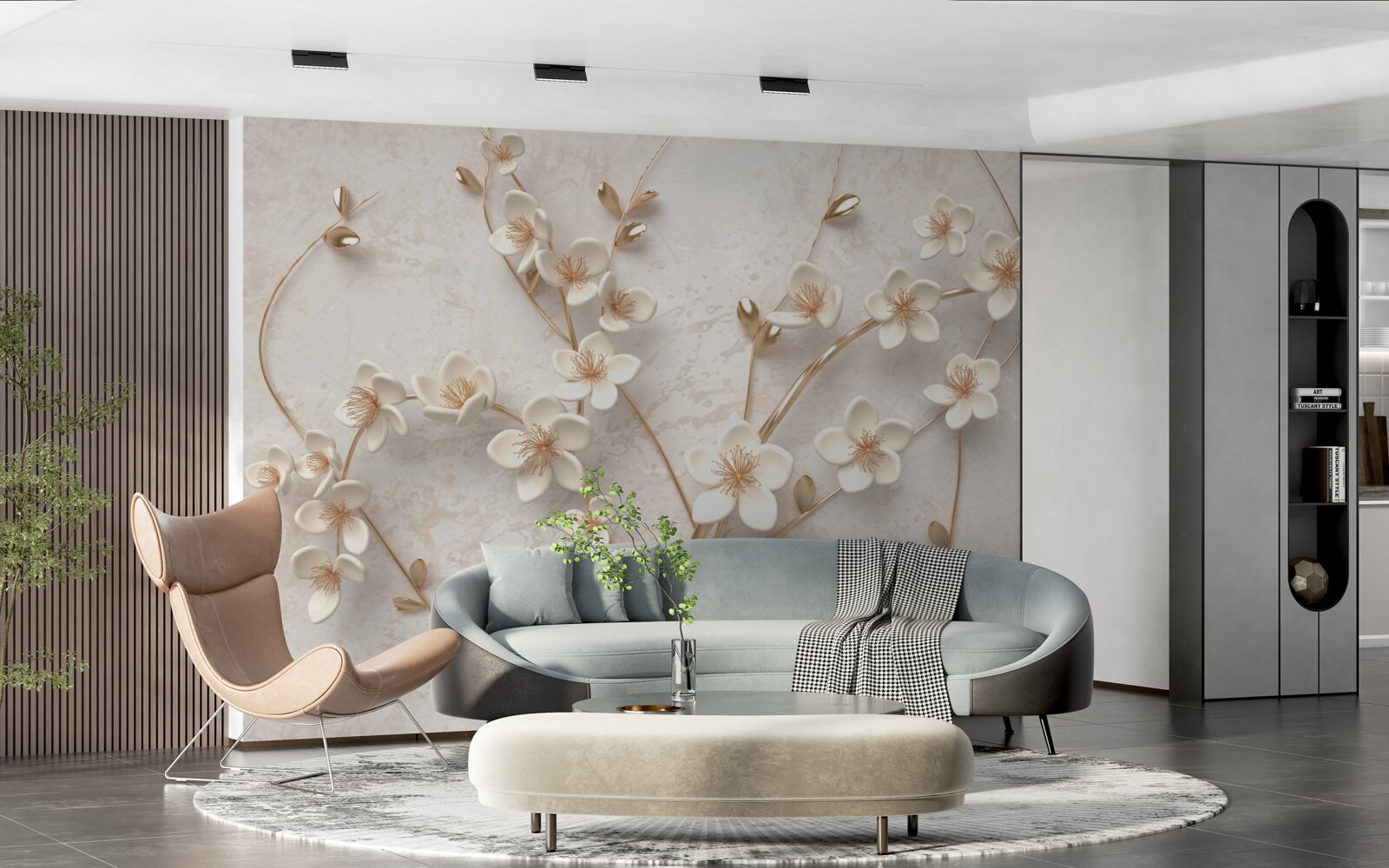 Fototapeta kilka gałęzi z białymi kwiatami magnolii