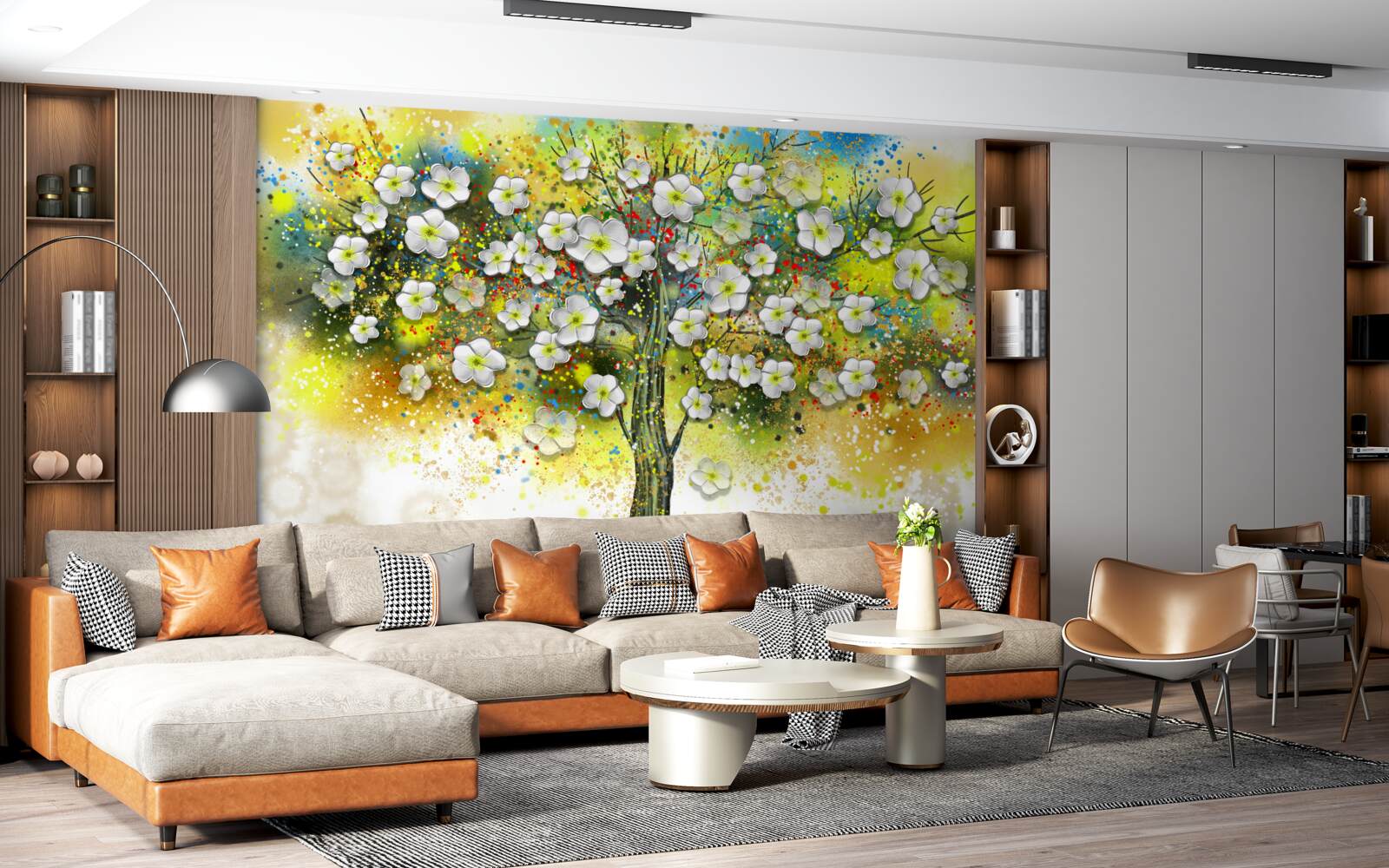 Fototapeta kwitnące, soczyście zielone drzewo