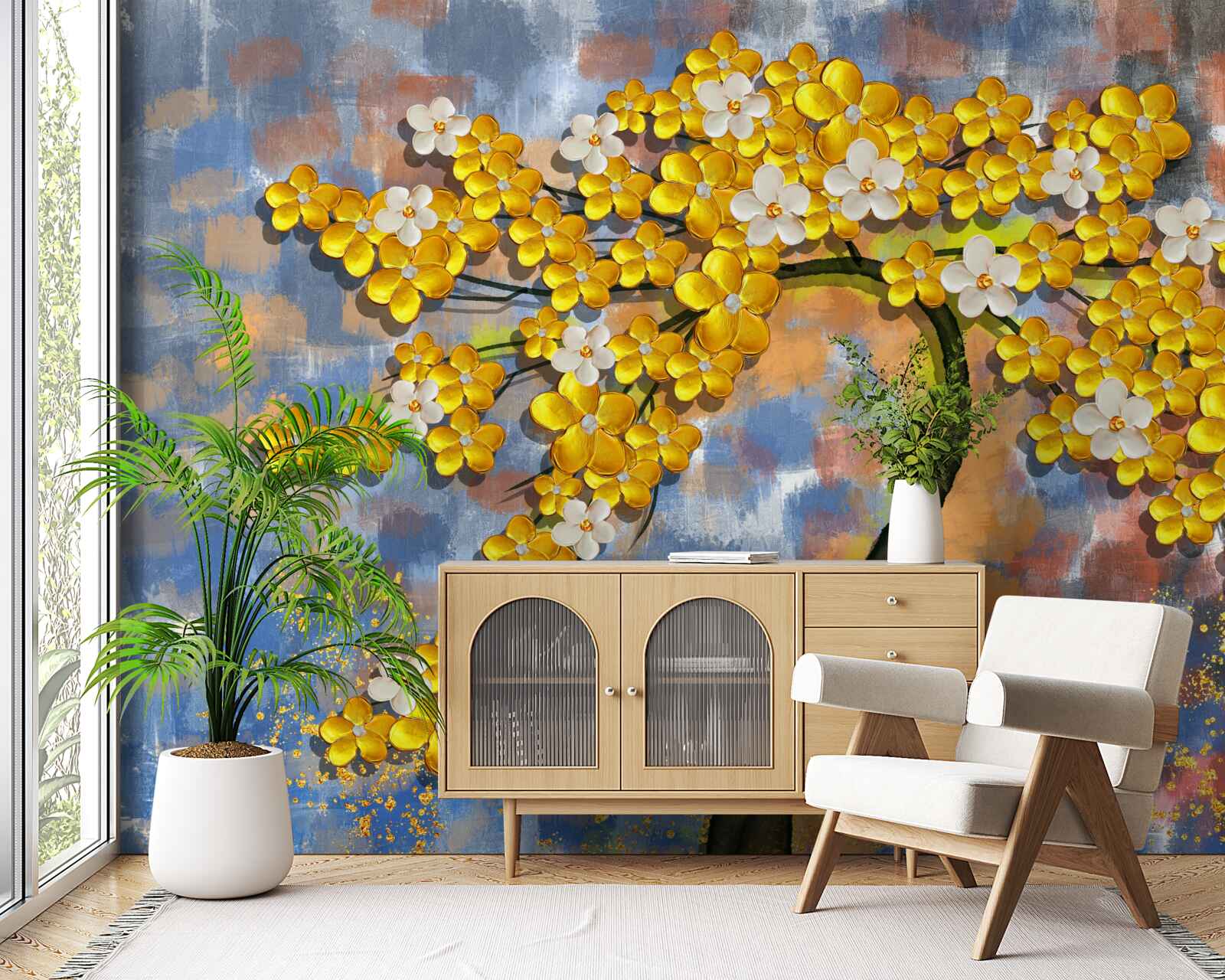 Fototapeta jesienne odcienie żółci na gałęziach drzew