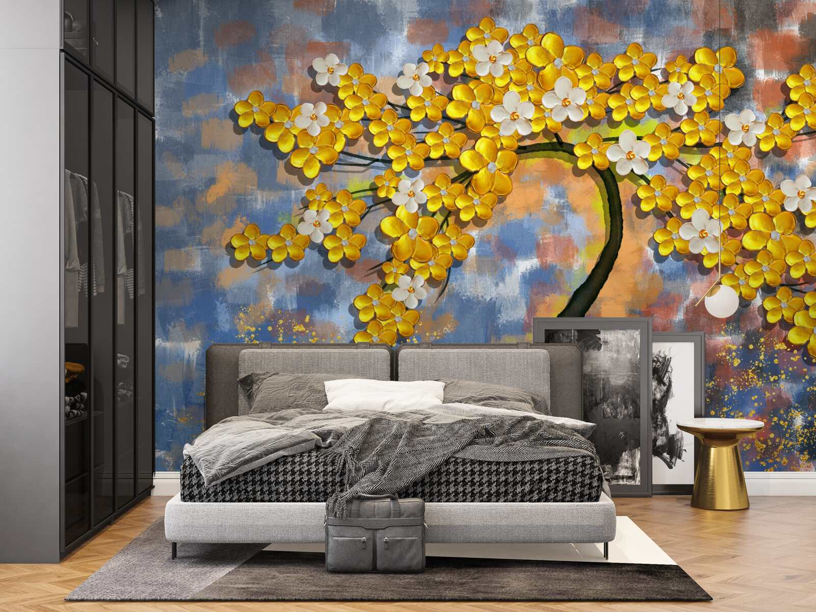 Fototapeta jesienne odcienie żółci na gałęziach drzew