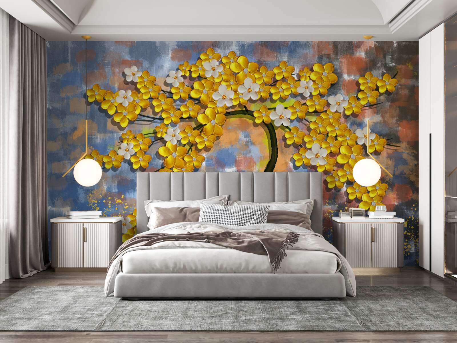 Fototapeta jesienne odcienie żółci na gałęziach drzew