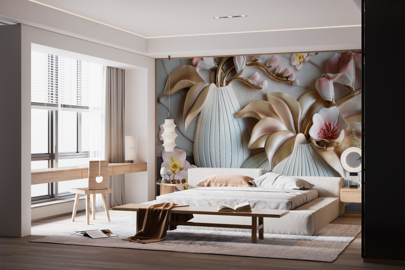 Fototapeta różne wazony z białą orchideą