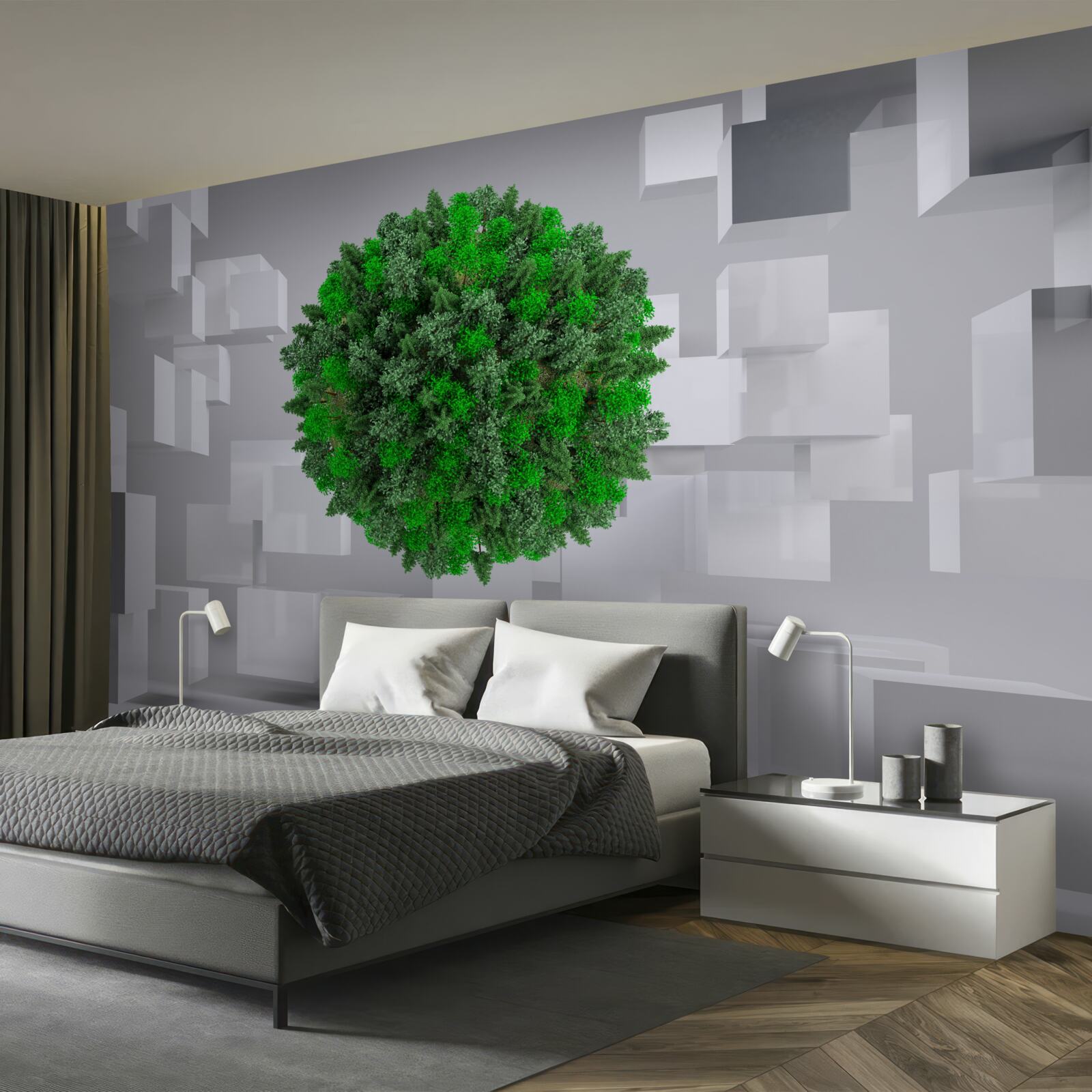 Fototapeta mapa geometryczna pokryta zielonym płaszczem roślin