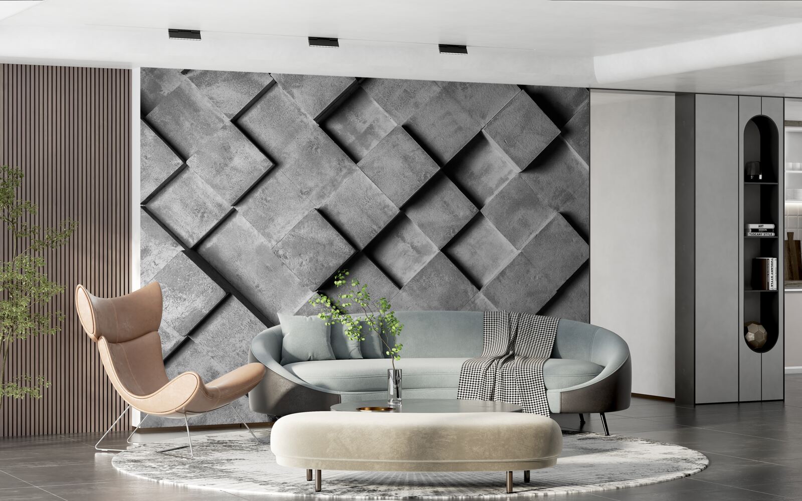 Fototapeta prostokąty 3d w kolorze szarym