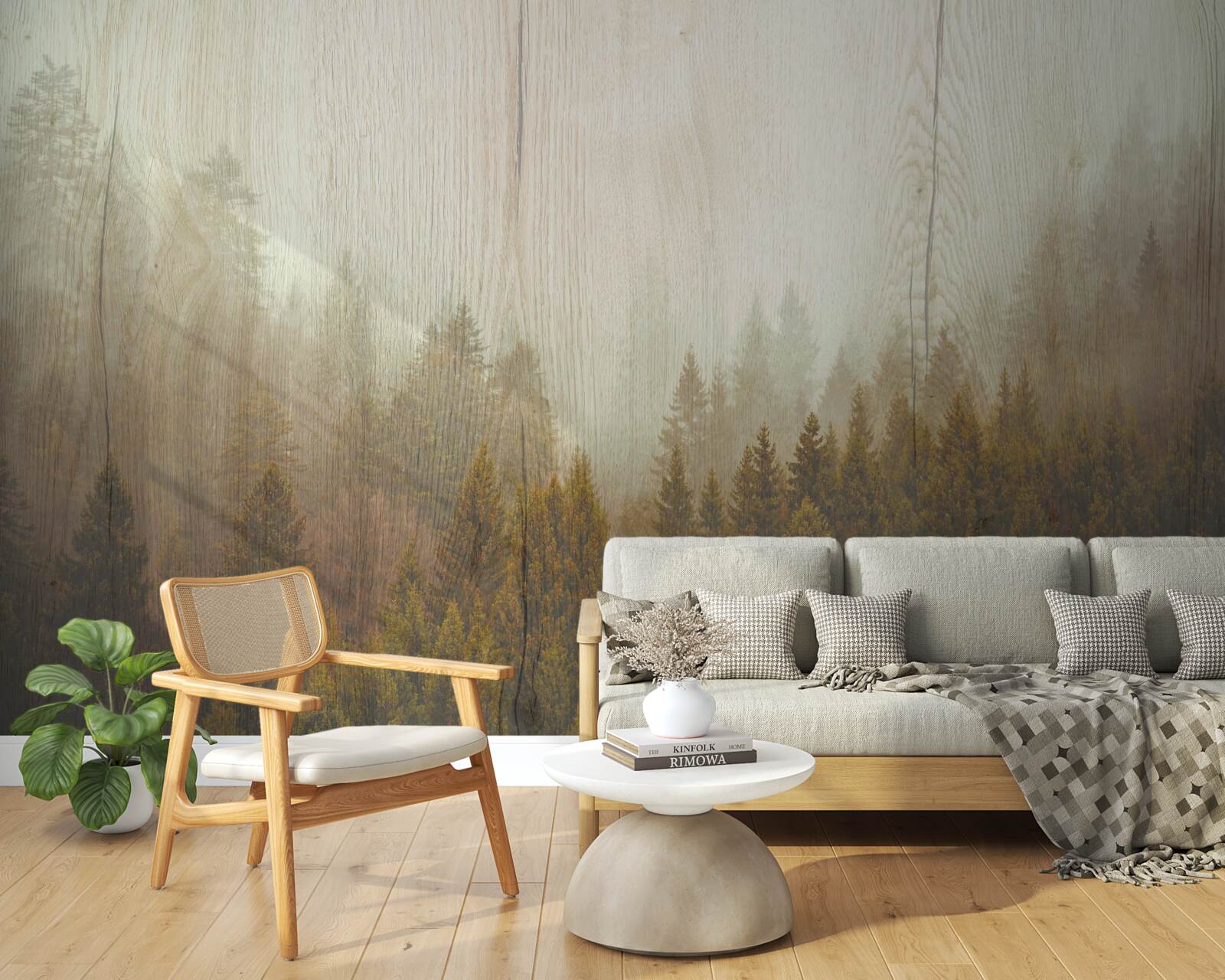 Fototapeta mglisty las jesienią