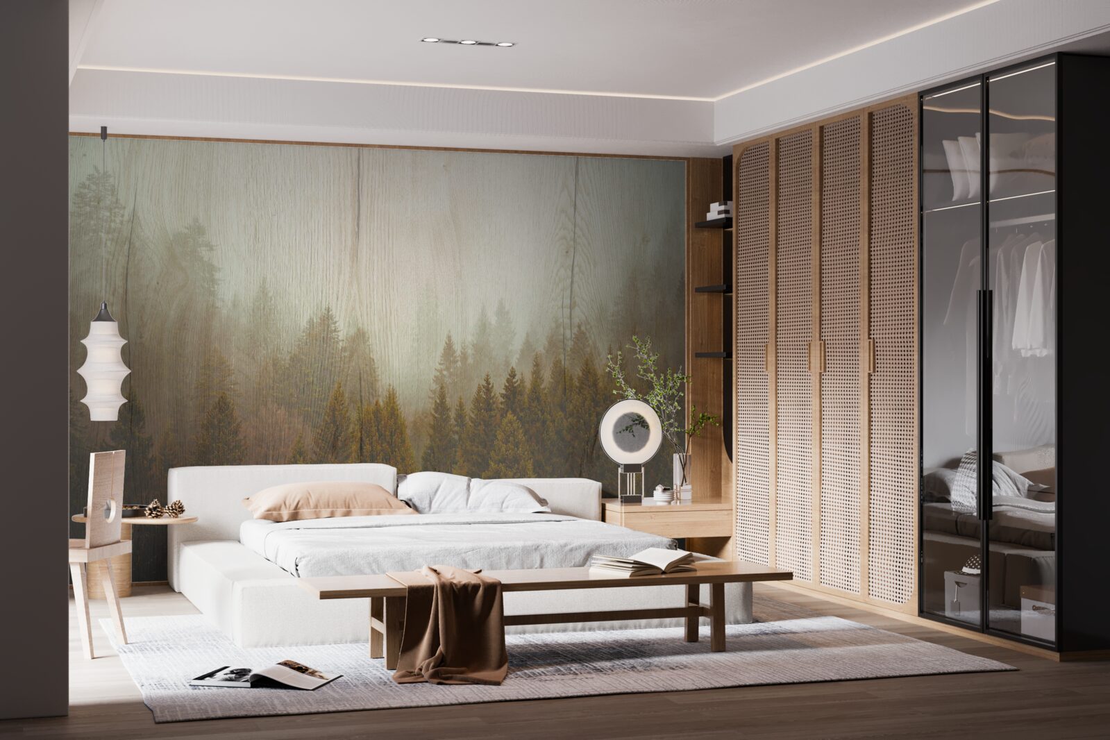 Fototapeta mglisty las jesienią