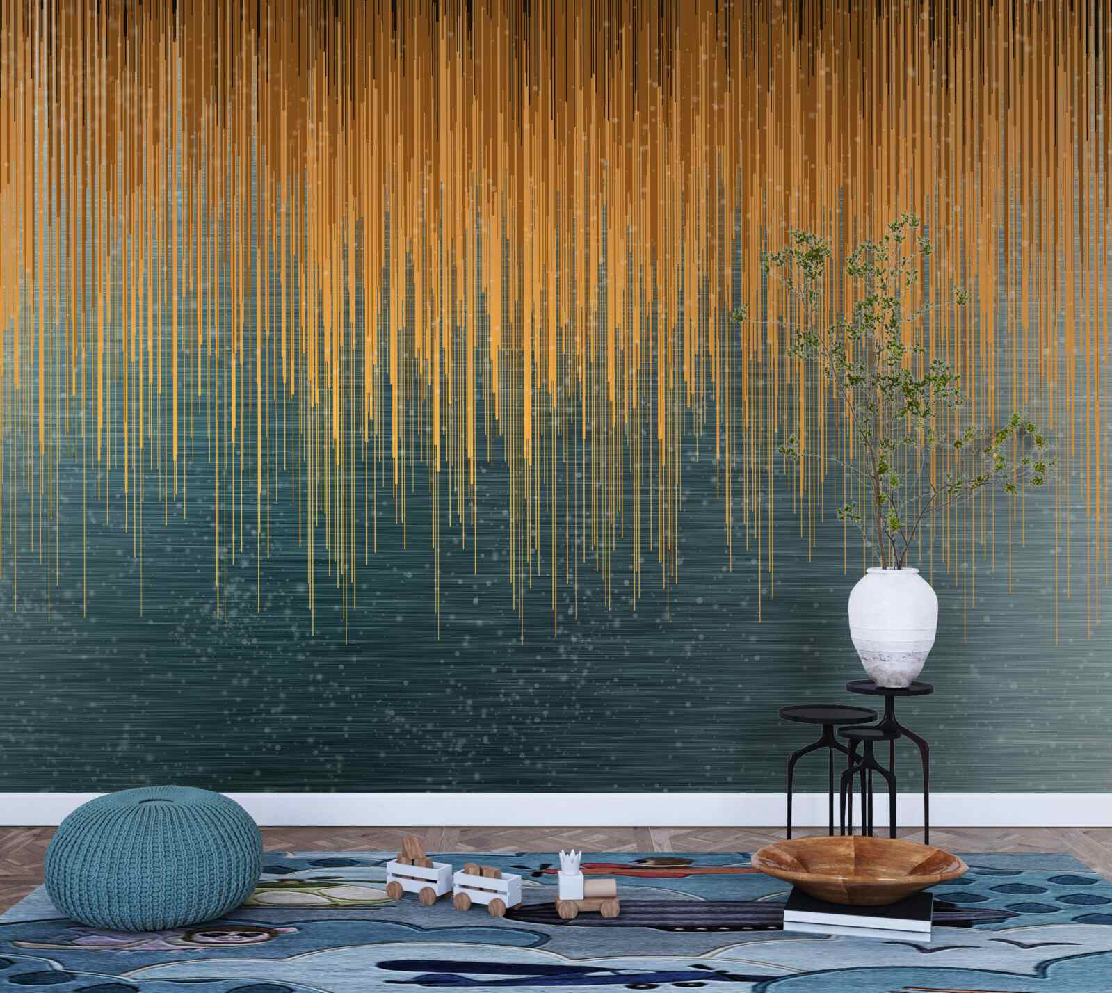 Fototapeta gałęzie wierzby w jesiennym stroju nad powierzchnią wody