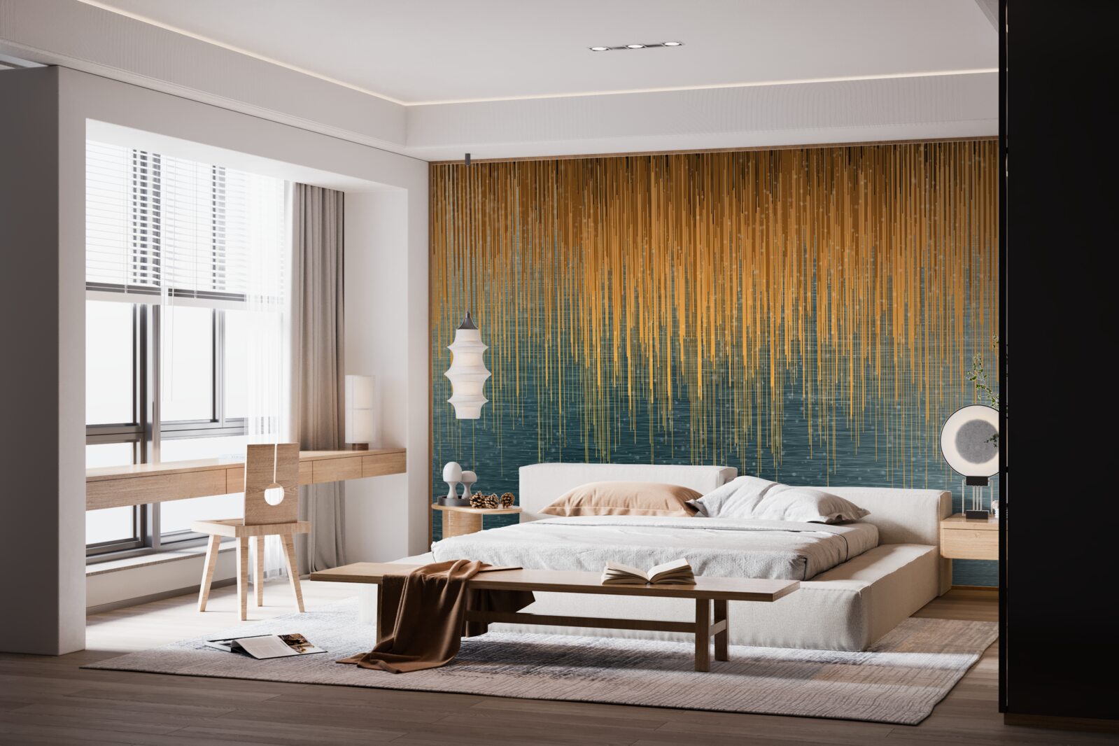 Fototapeta gałęzie wierzby w jesiennym stroju nad powierzchnią wody