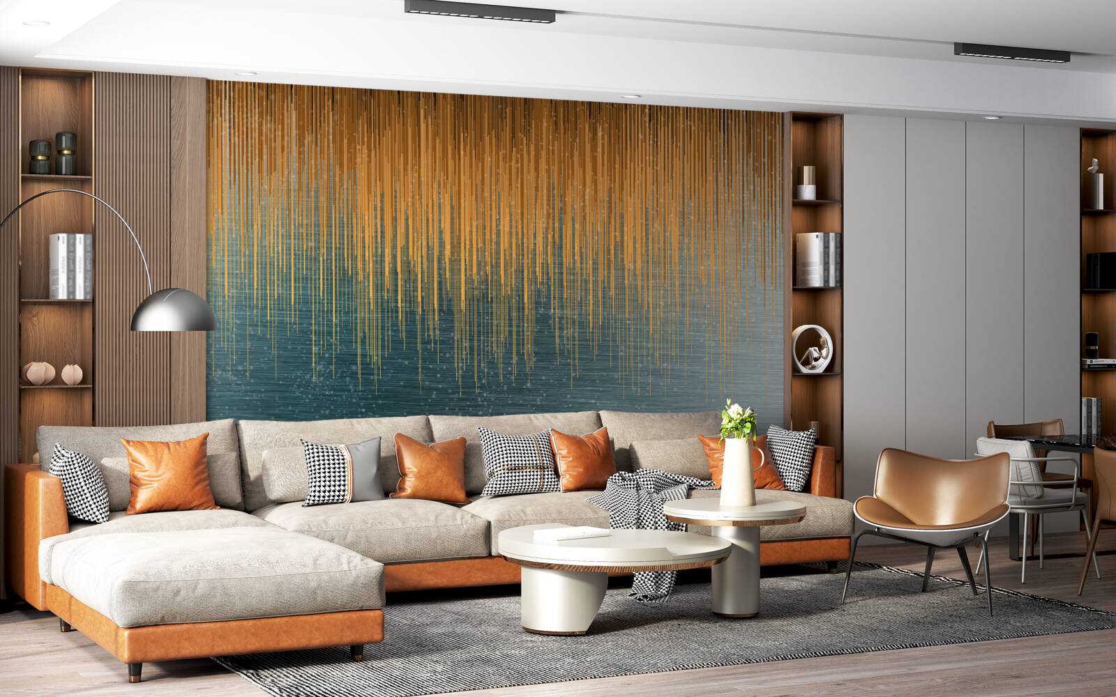 Fototapeta gałęzie wierzby w jesiennym stroju nad powierzchnią wody