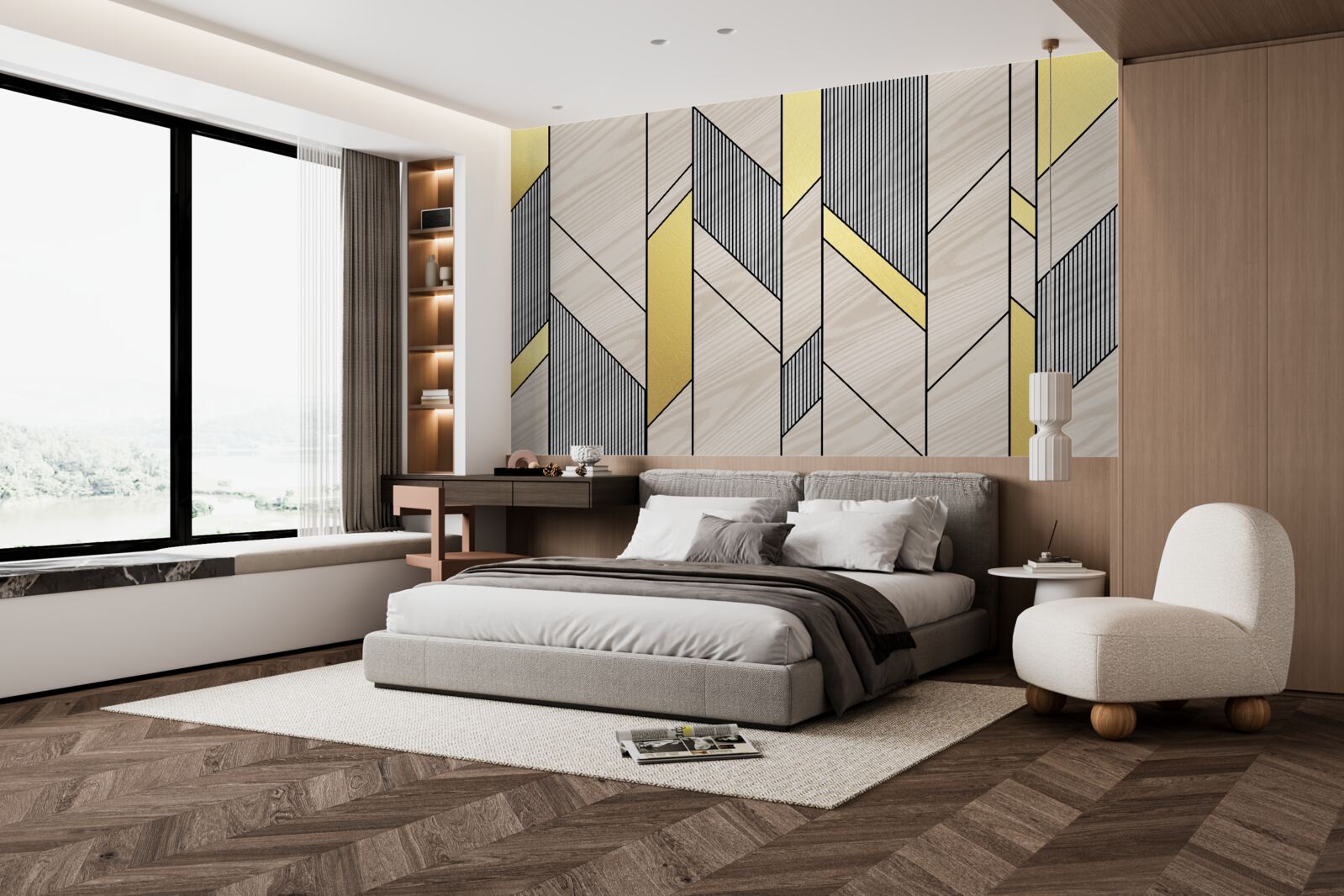 Fototapeta złote pionowe lgolinie