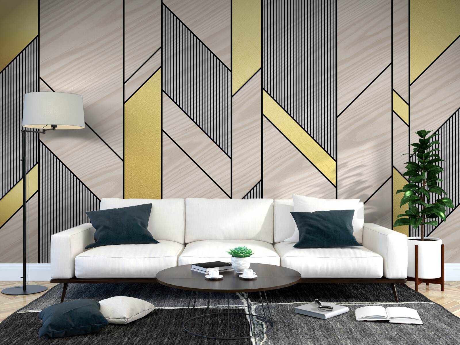 Fototapeta złote pionowe lgolinie