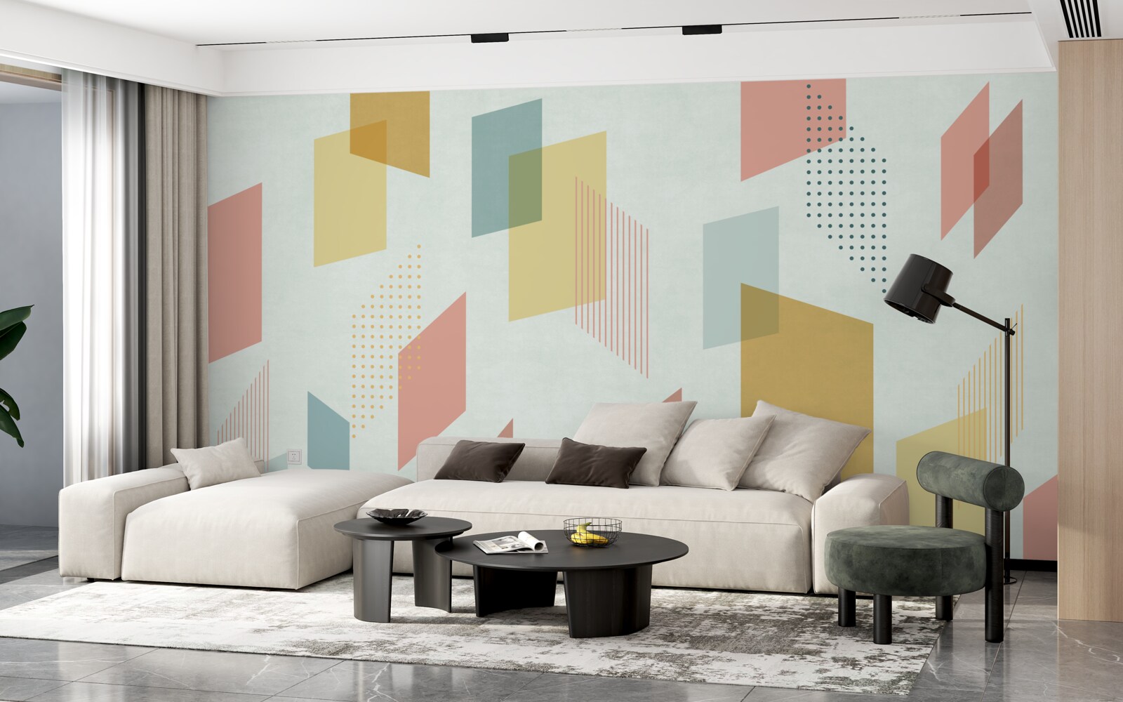 Fototapeta prostokąty unoszące się w powietrzu, pomalowane na różne kolory