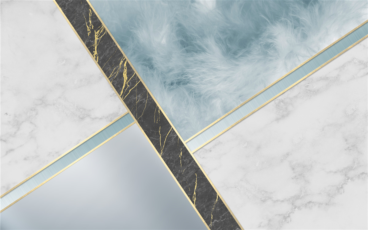 Fototapeta marmur w odcieniach szarości i błękitu z czarnym elementem