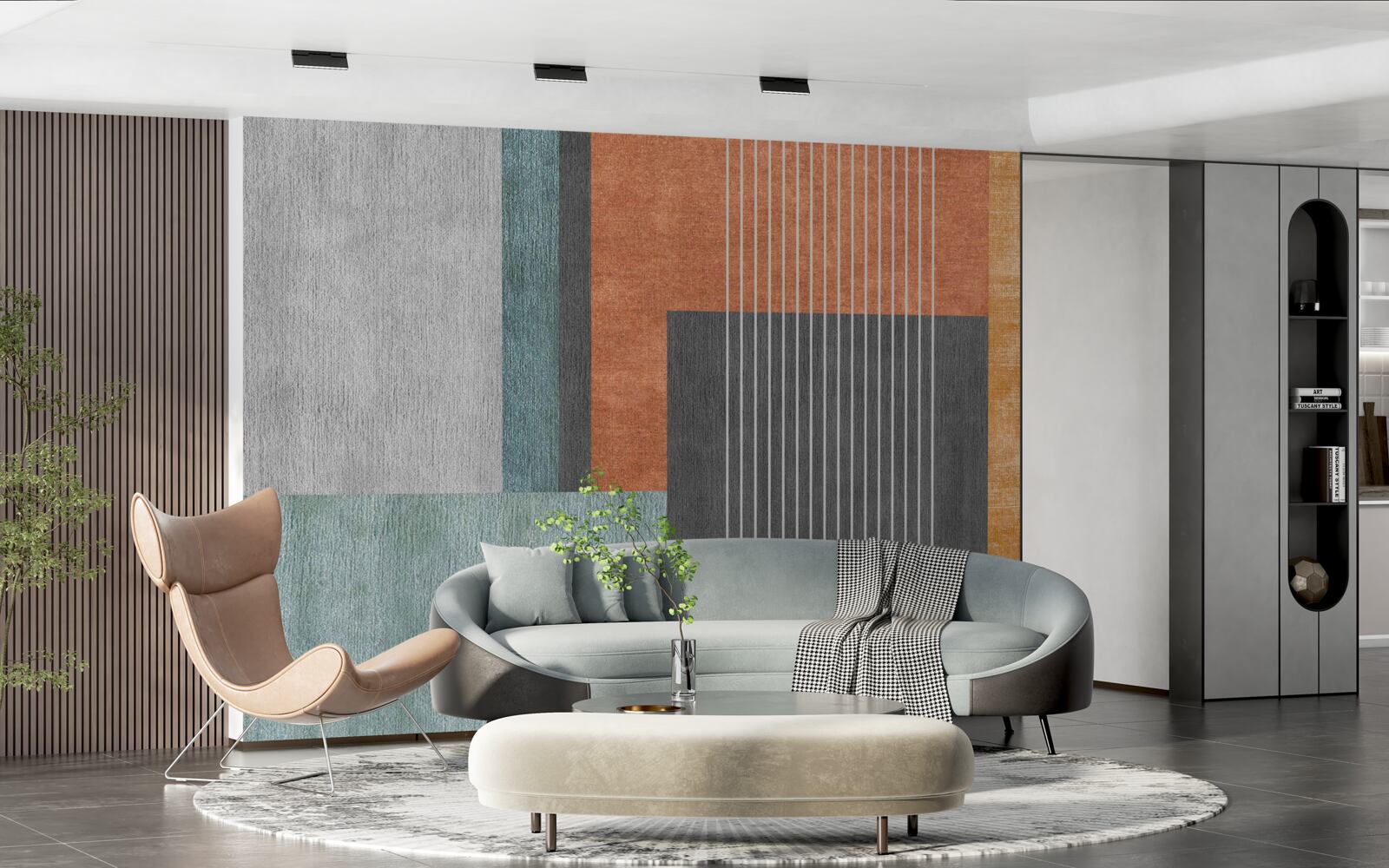 Fototapeta prostokąty w pastelowych odcieniach i linie zorientowane pionowo