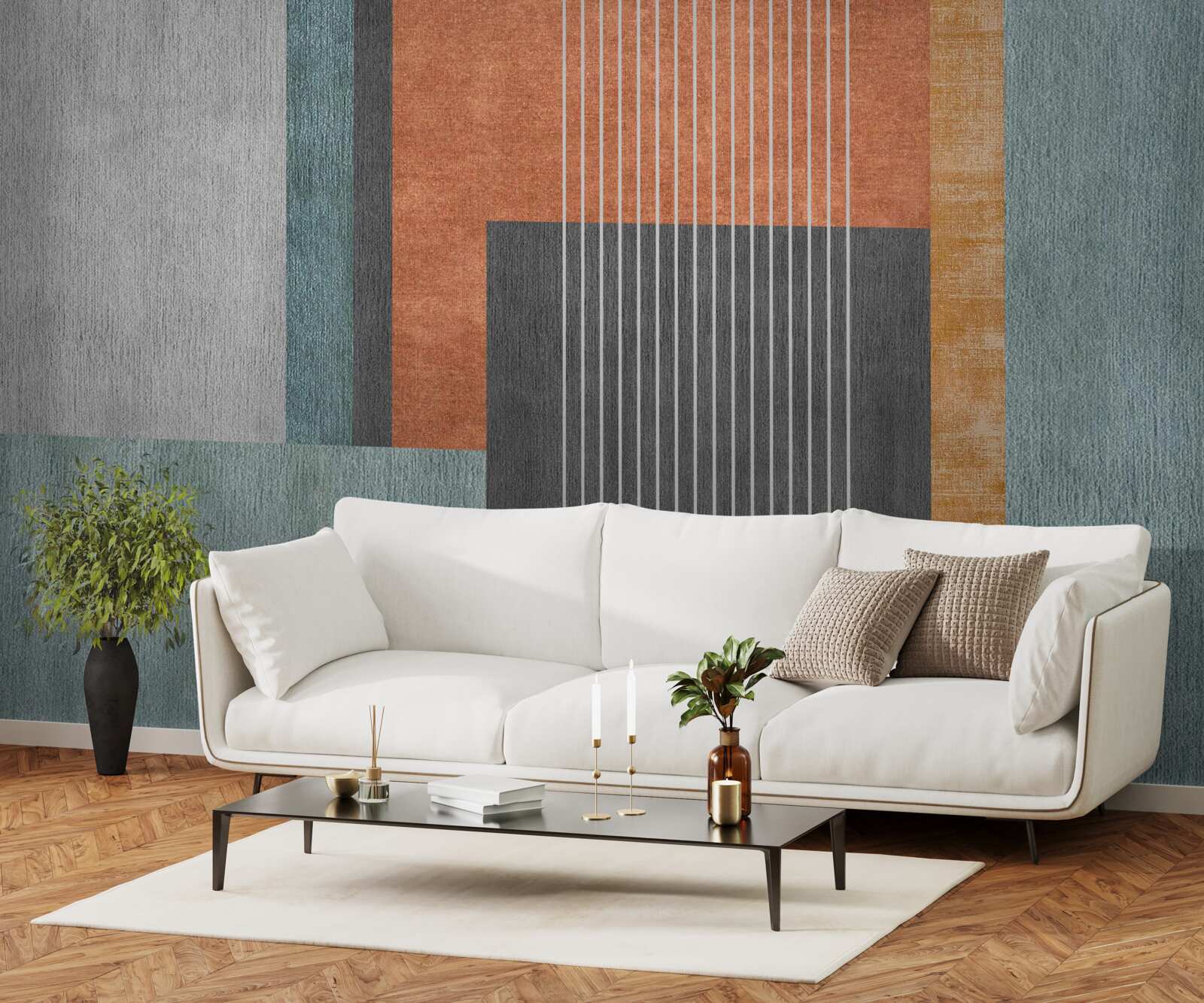 Fototapeta prostokąty w pastelowych odcieniach i linie zorientowane pionowo