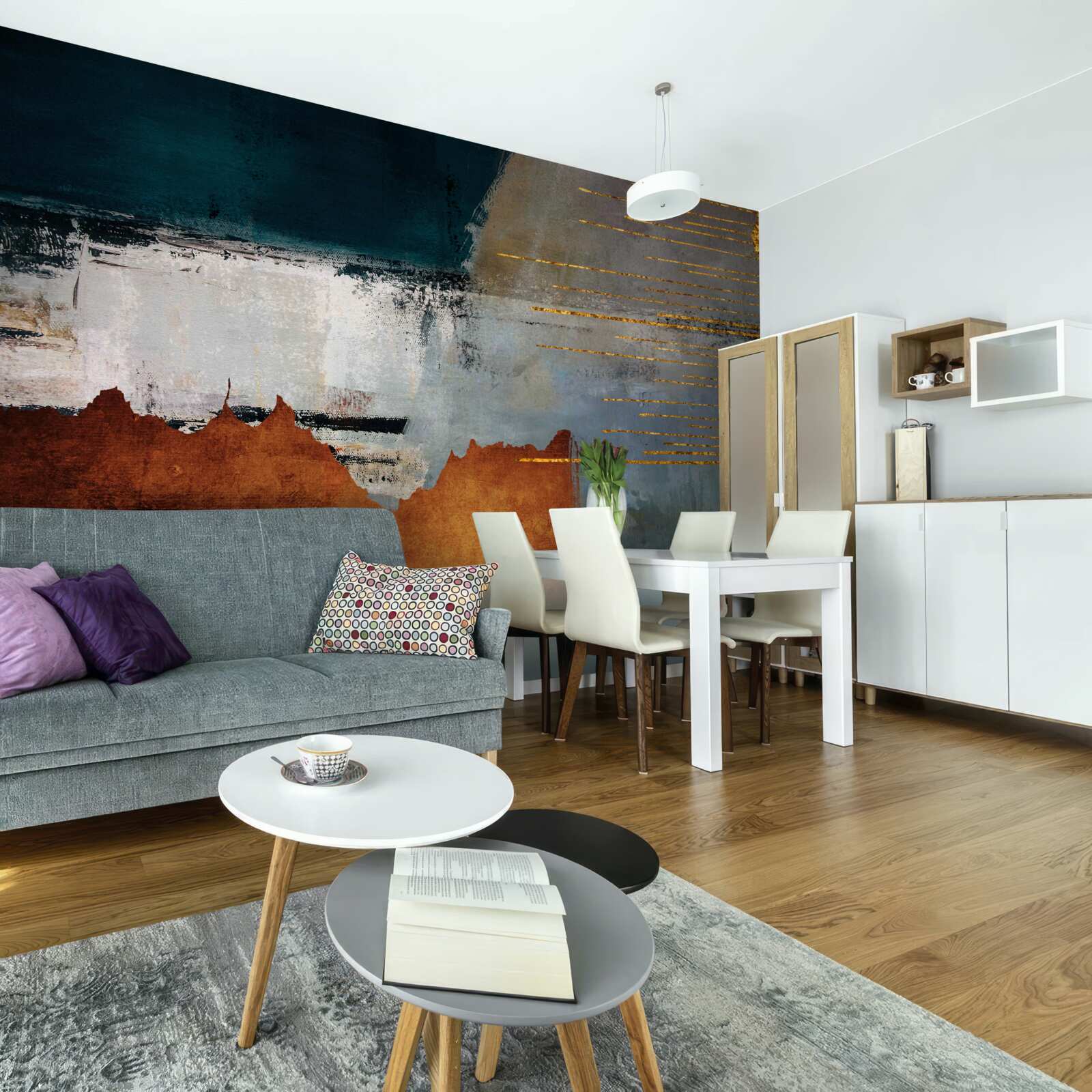 Fototapeta kolorowe tło ozdobione jest złotymi liniami