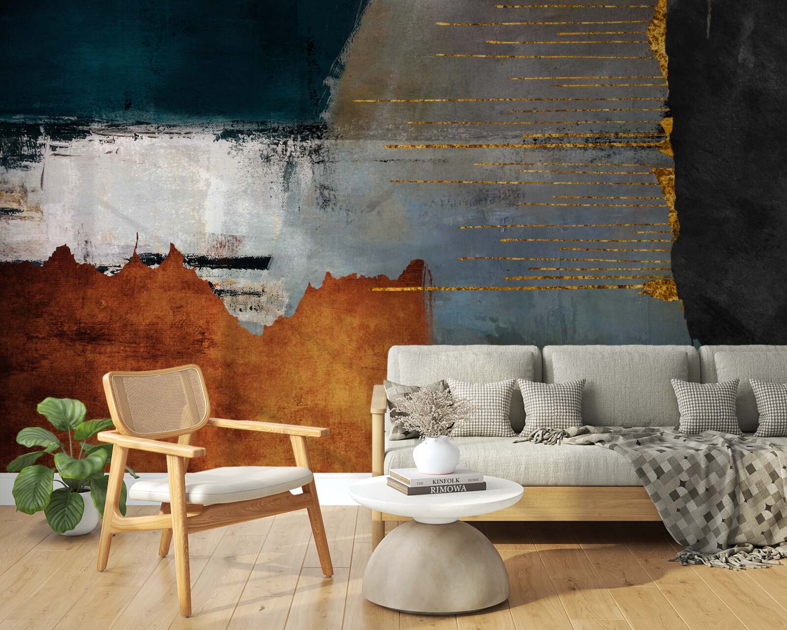 Fototapeta kolorowe tło ozdobione jest złotymi liniami