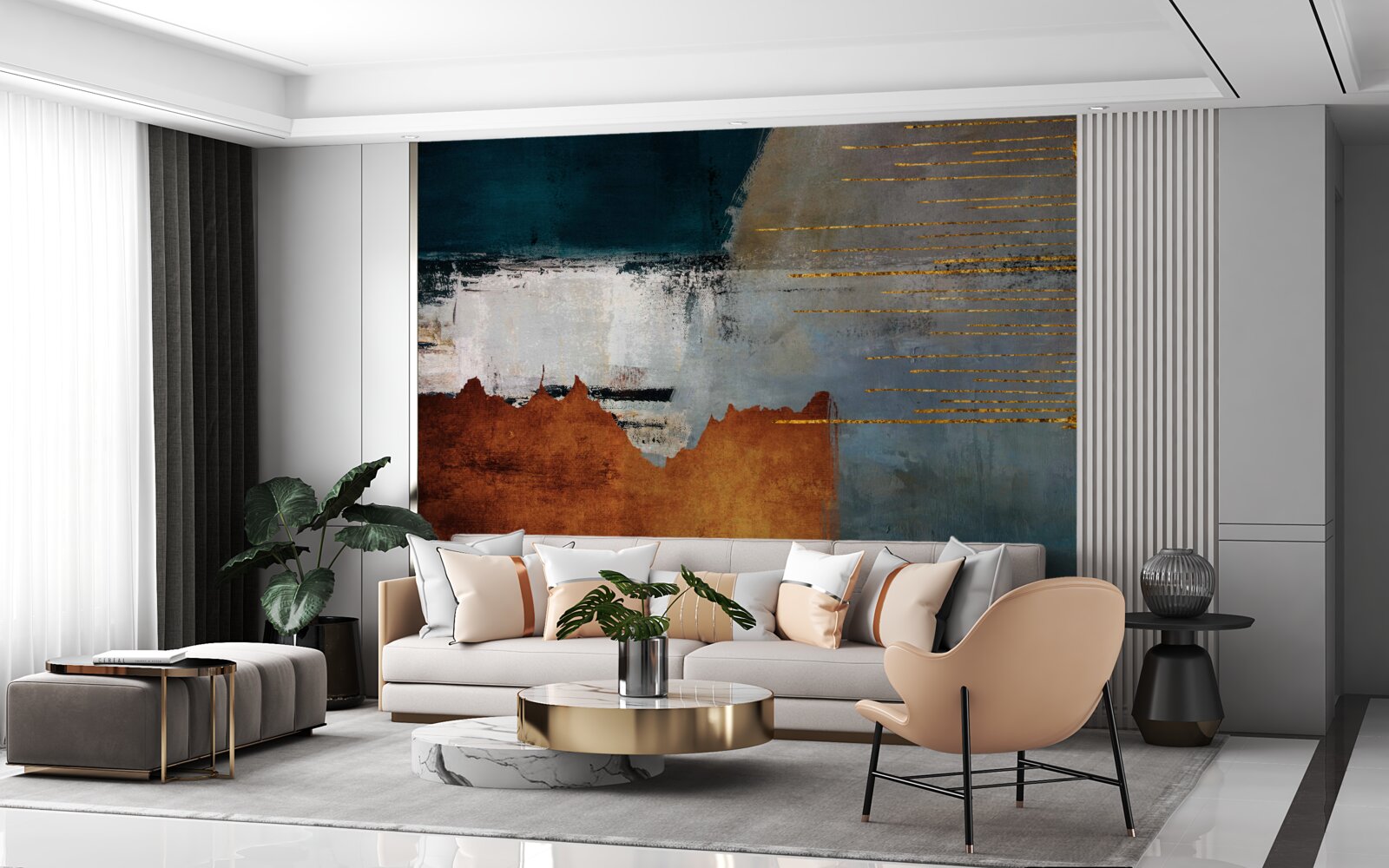 Fototapeta kolorowe tło ozdobione jest złotymi liniami