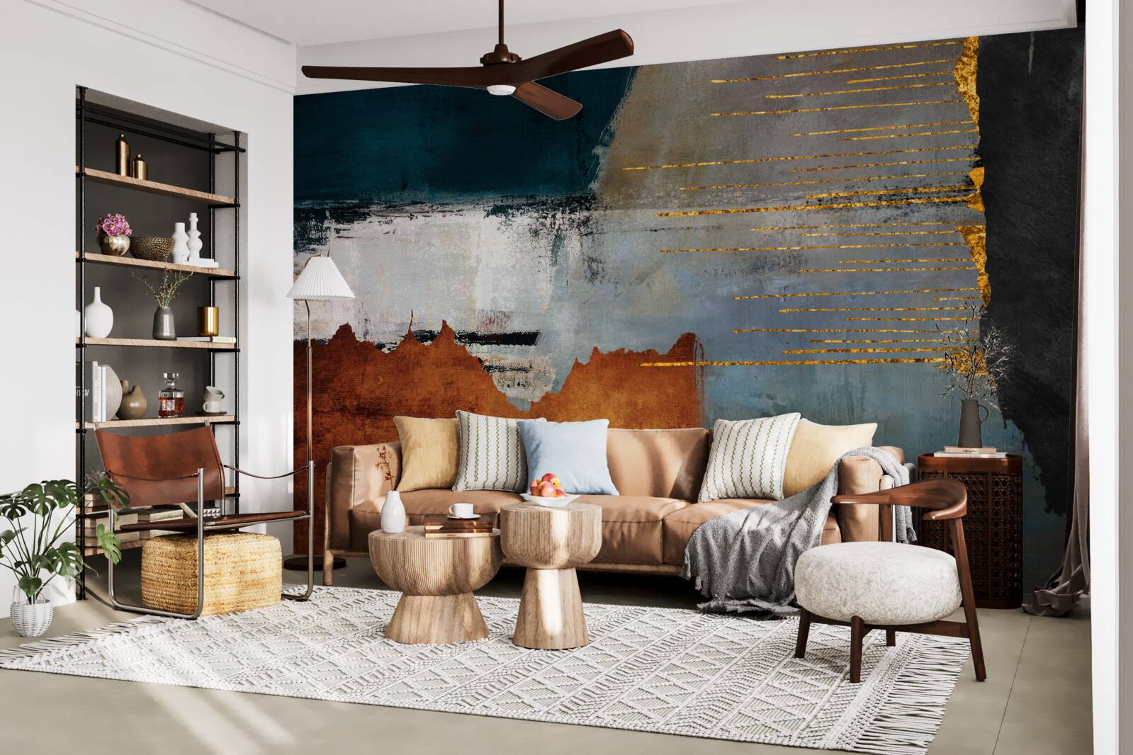 Fototapeta kolorowe tło ozdobione jest złotymi liniami