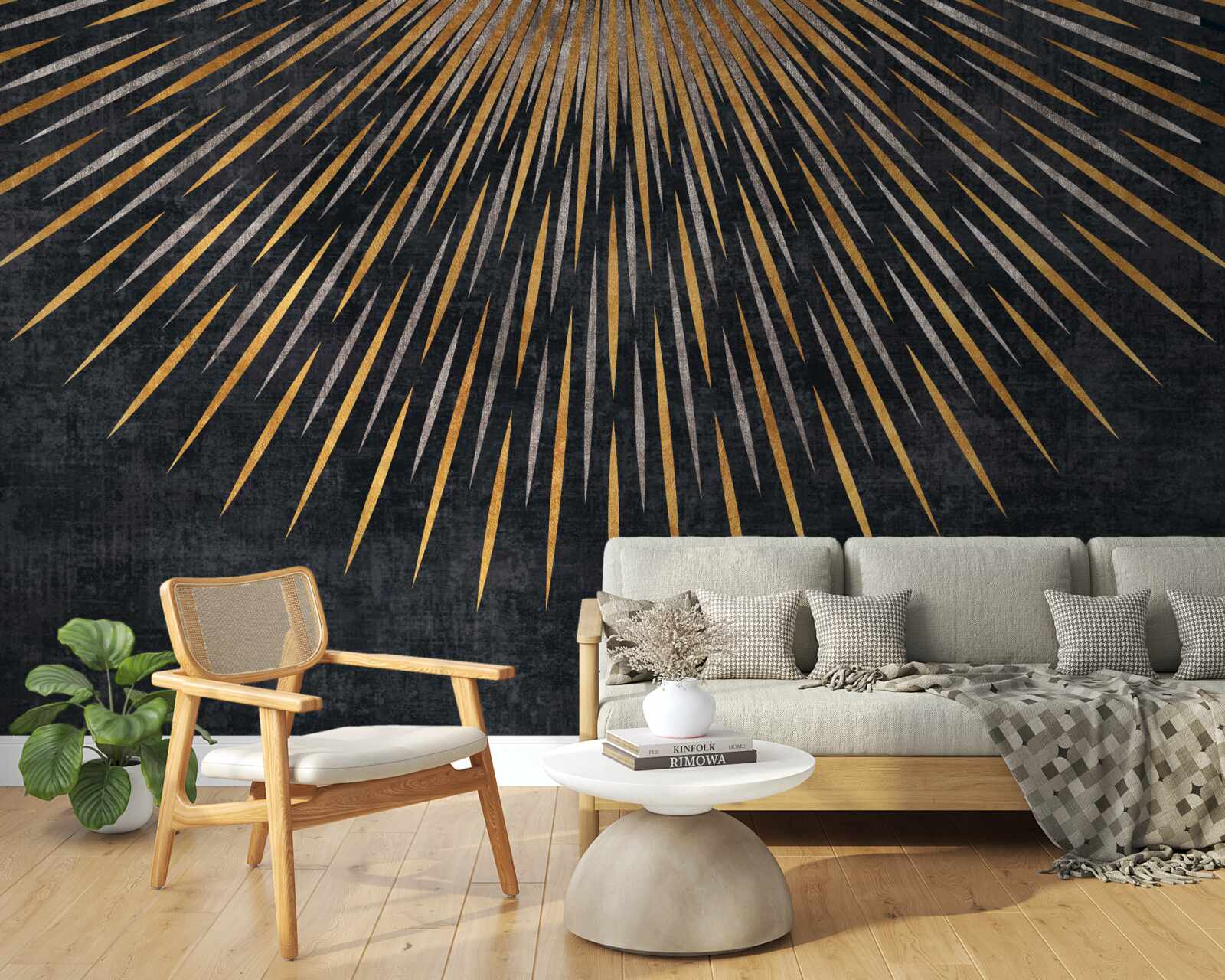 Fototapeta promienie słońca na ciemnym tle