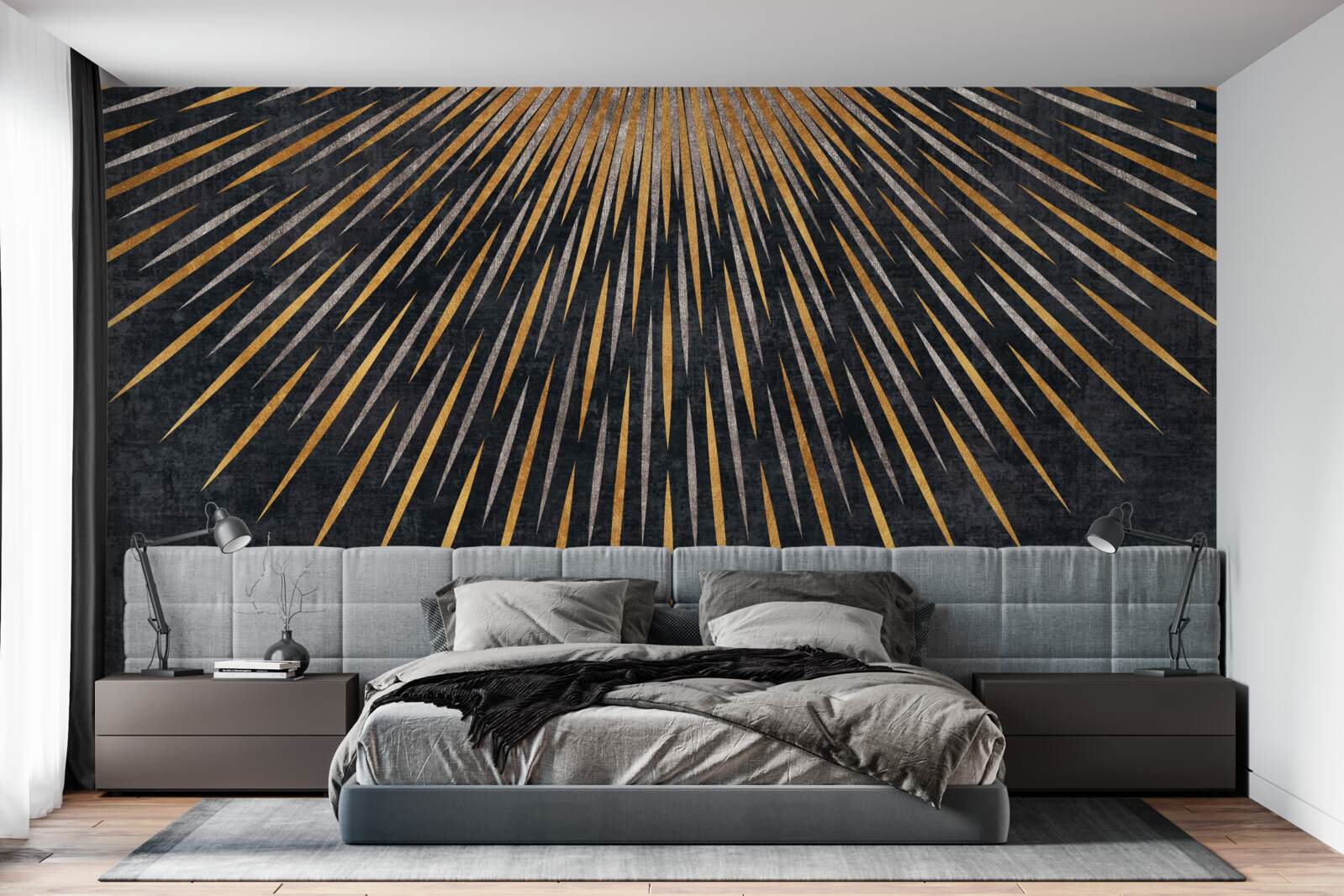 Fototapeta promienie słońca na ciemnym tle