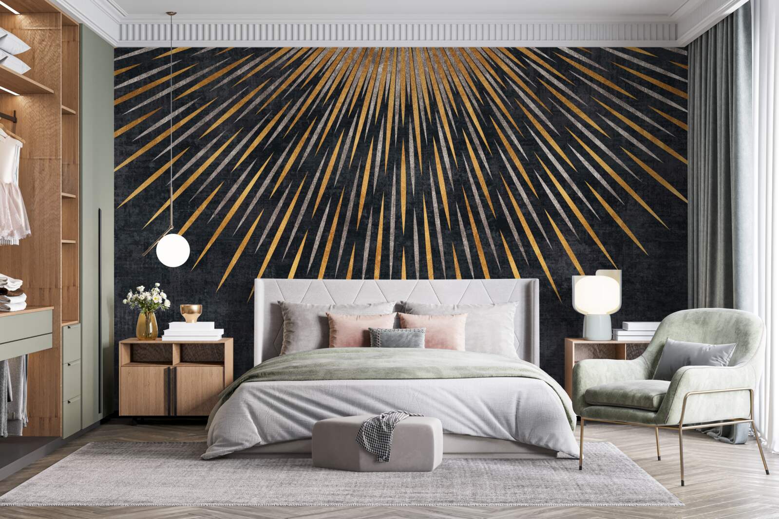 Fototapeta promienie słońca na ciemnym tle