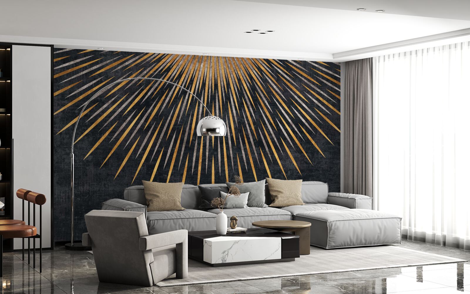 Fototapeta promienie słońca na ciemnym tle