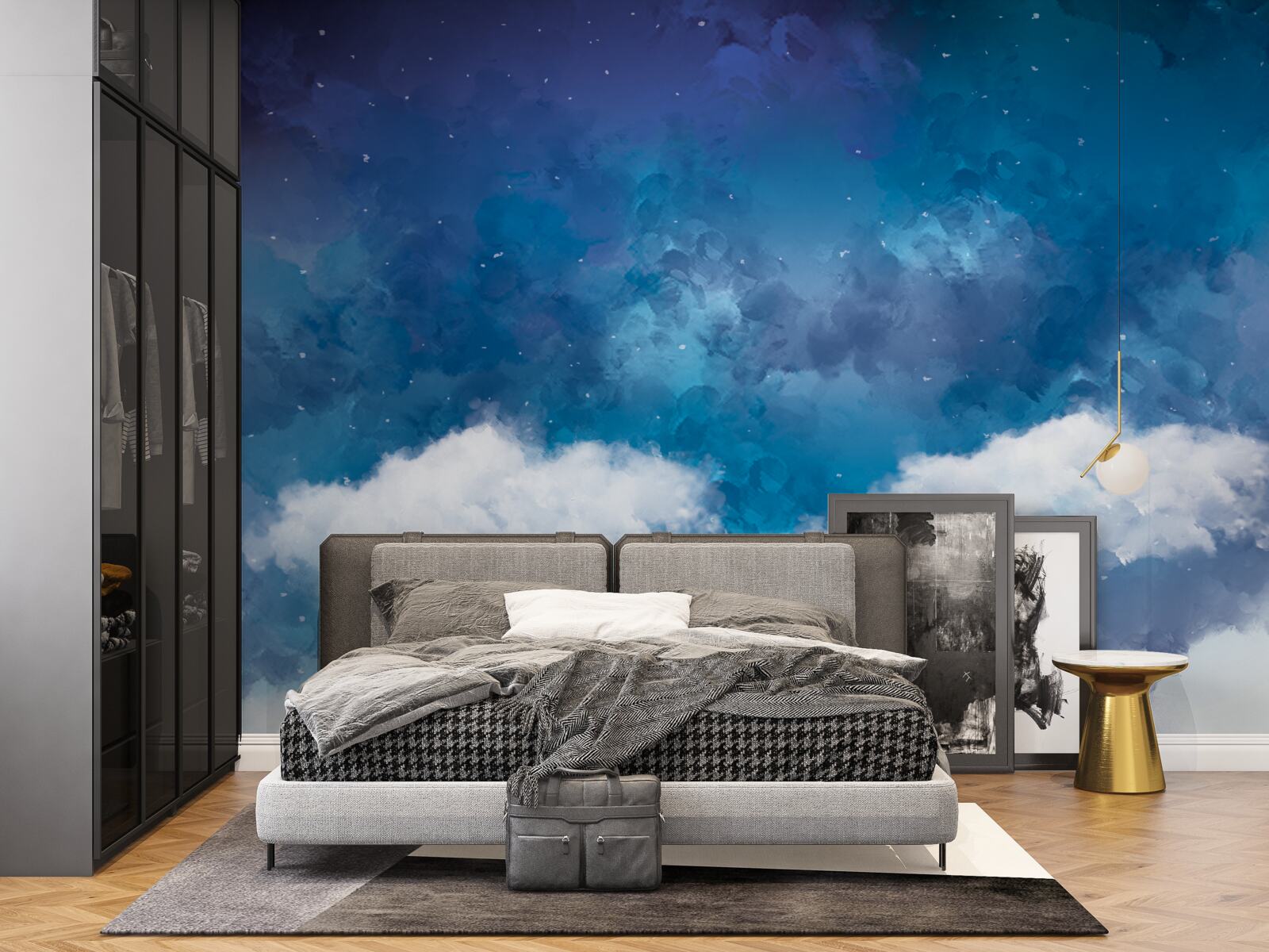 Fototapeta gwiaździste niebo usiane chmurami w nocy