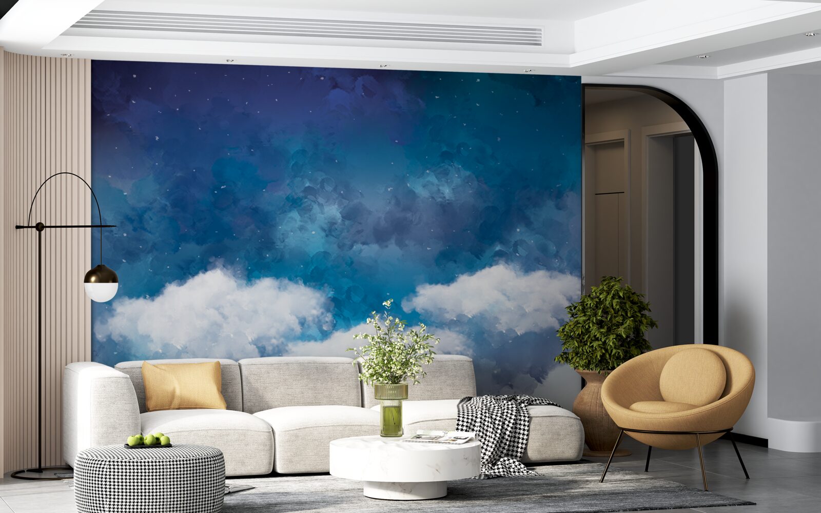 Fototapeta gwiaździste niebo usiane chmurami w nocy