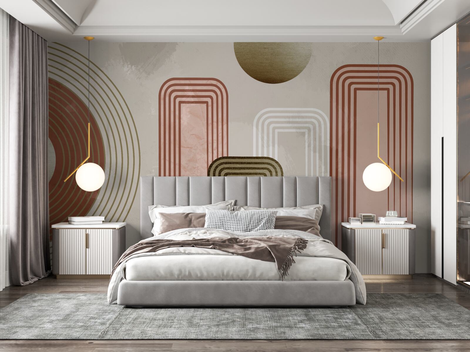 Fototapeta miękkie krzywe na szarym tle