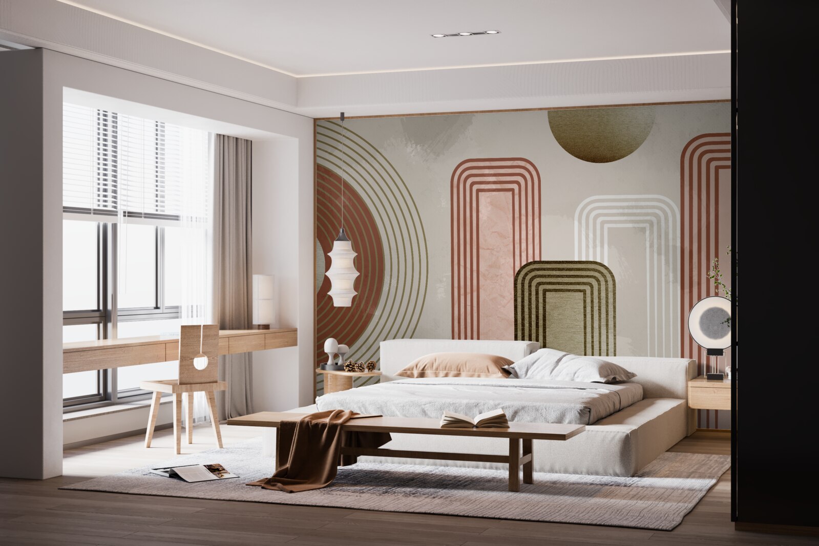 Fototapeta miękkie krzywe na szarym tle