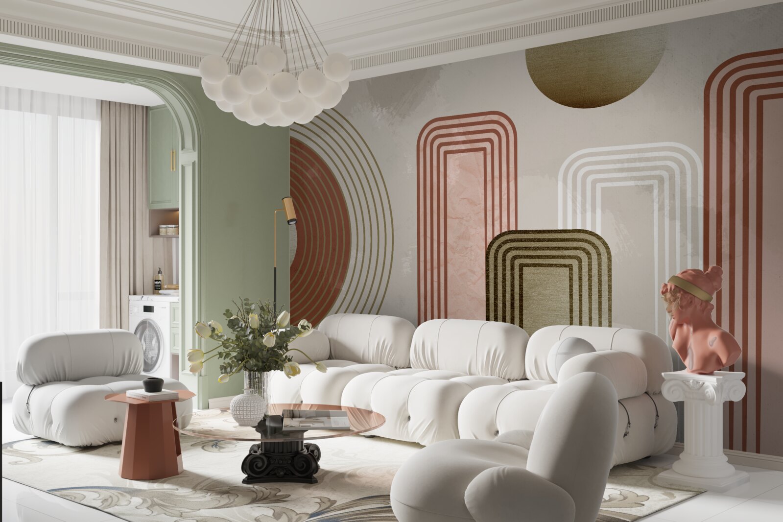 Fototapeta miękkie krzywe na szarym tle