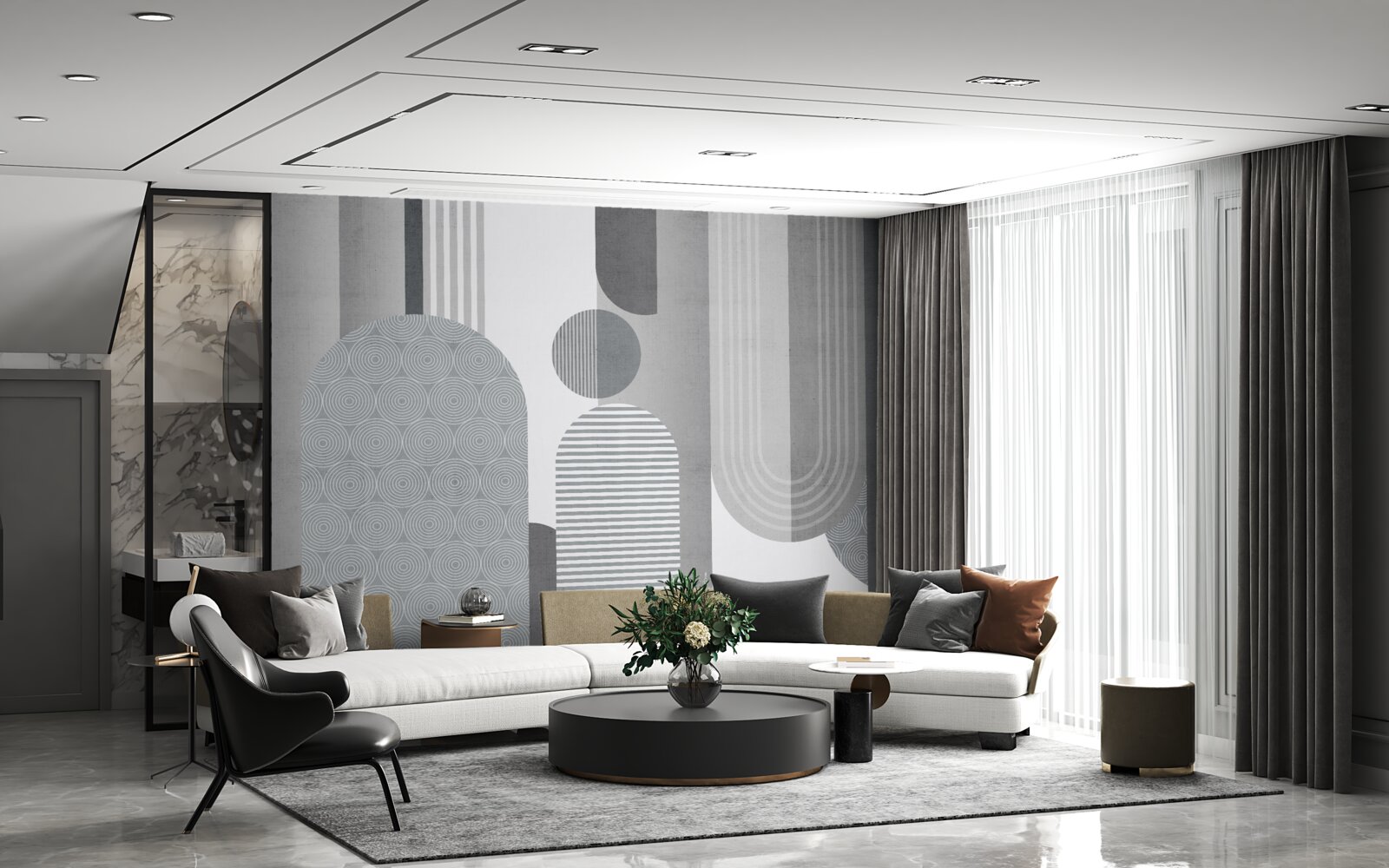 Fototapeta kreskowane prostokąty o łukowatym kształcie