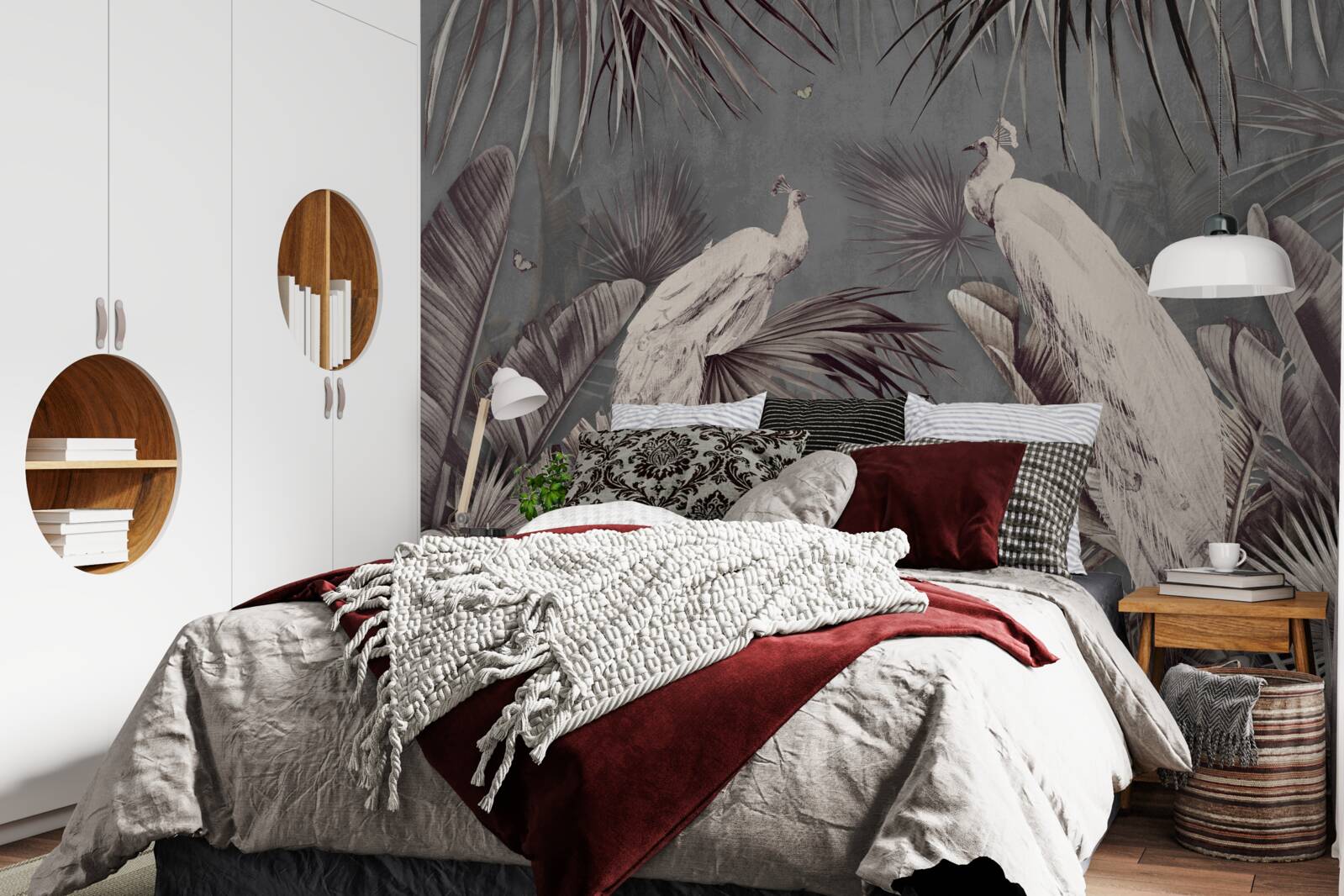 Fototapeta białe pawie przygotowują się na opady