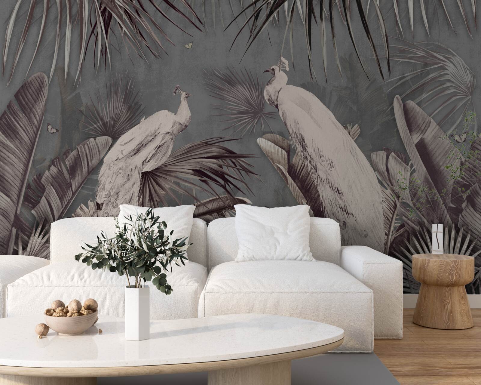 Fototapeta białe pawie przygotowują się na opady